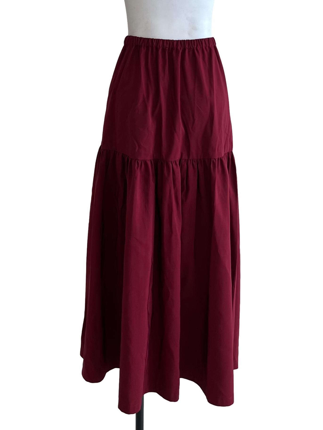 Wine Red High Waisted A-Line Skirt
