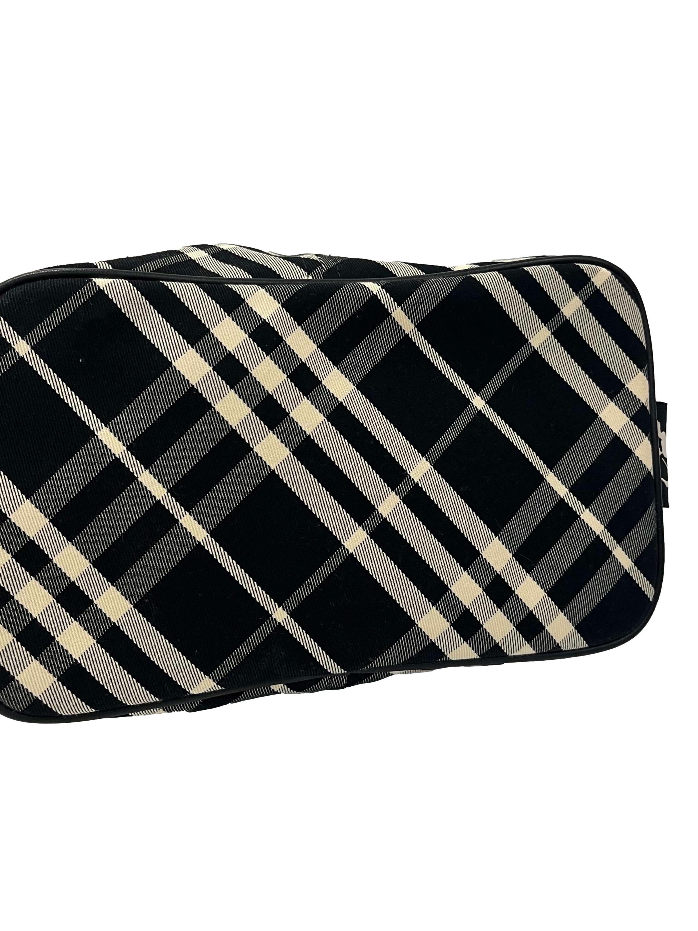 Black And Beige Medium Check Drawstring Bucket Bag CSN