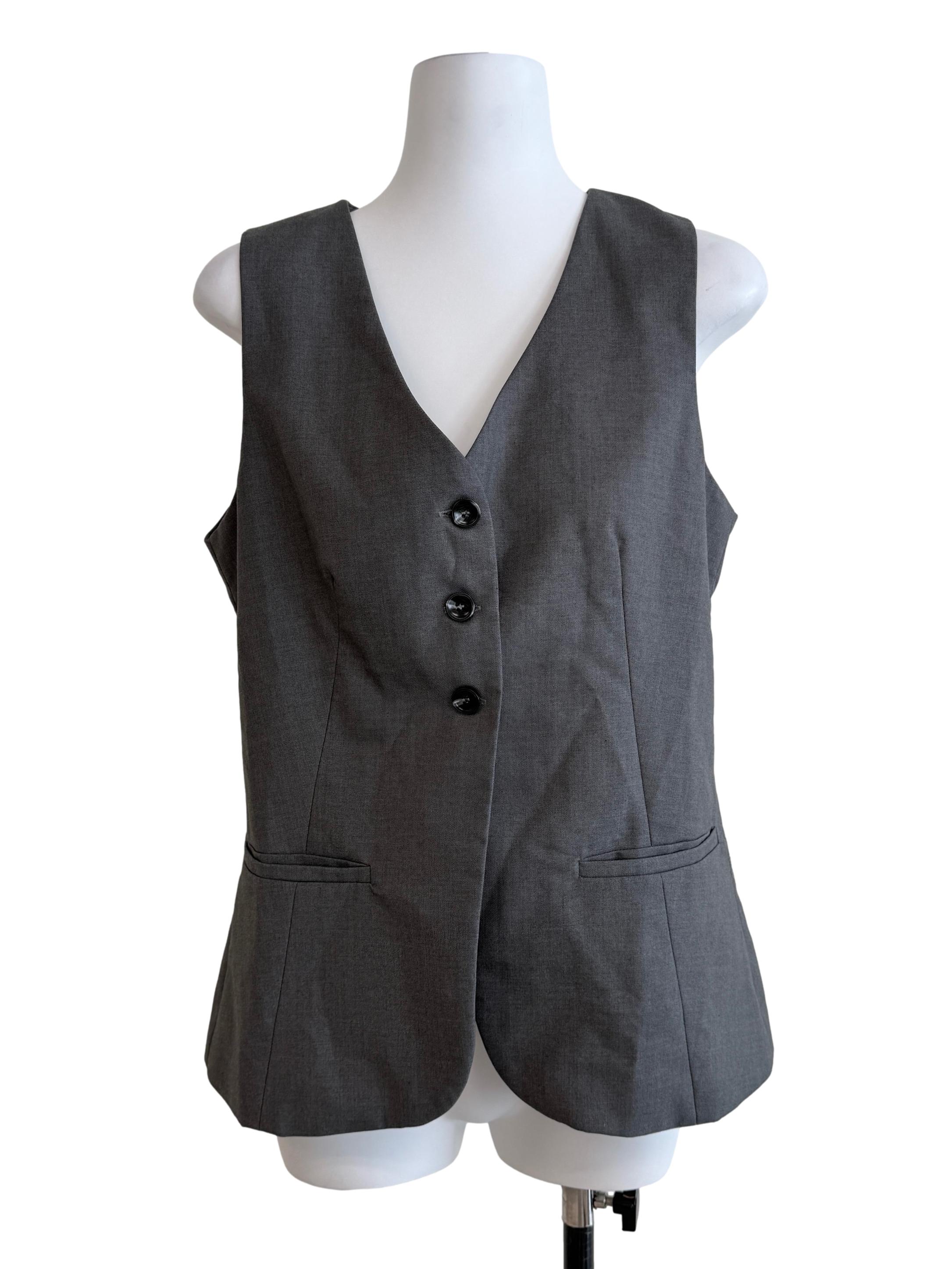 Smoke Grey V-Neck Vest