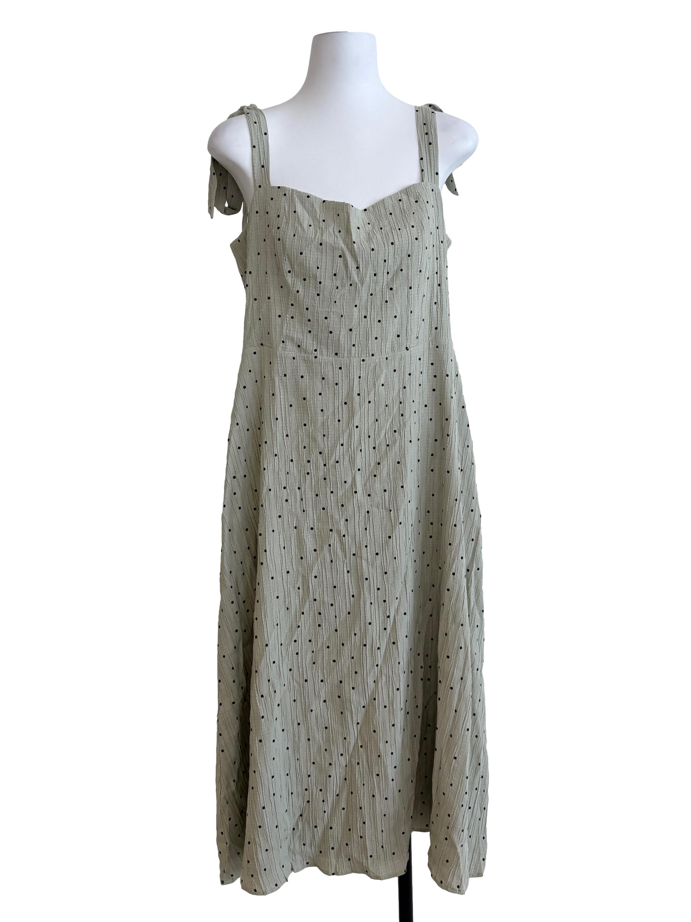 Olive Green Polkadot Babydoll Dress
