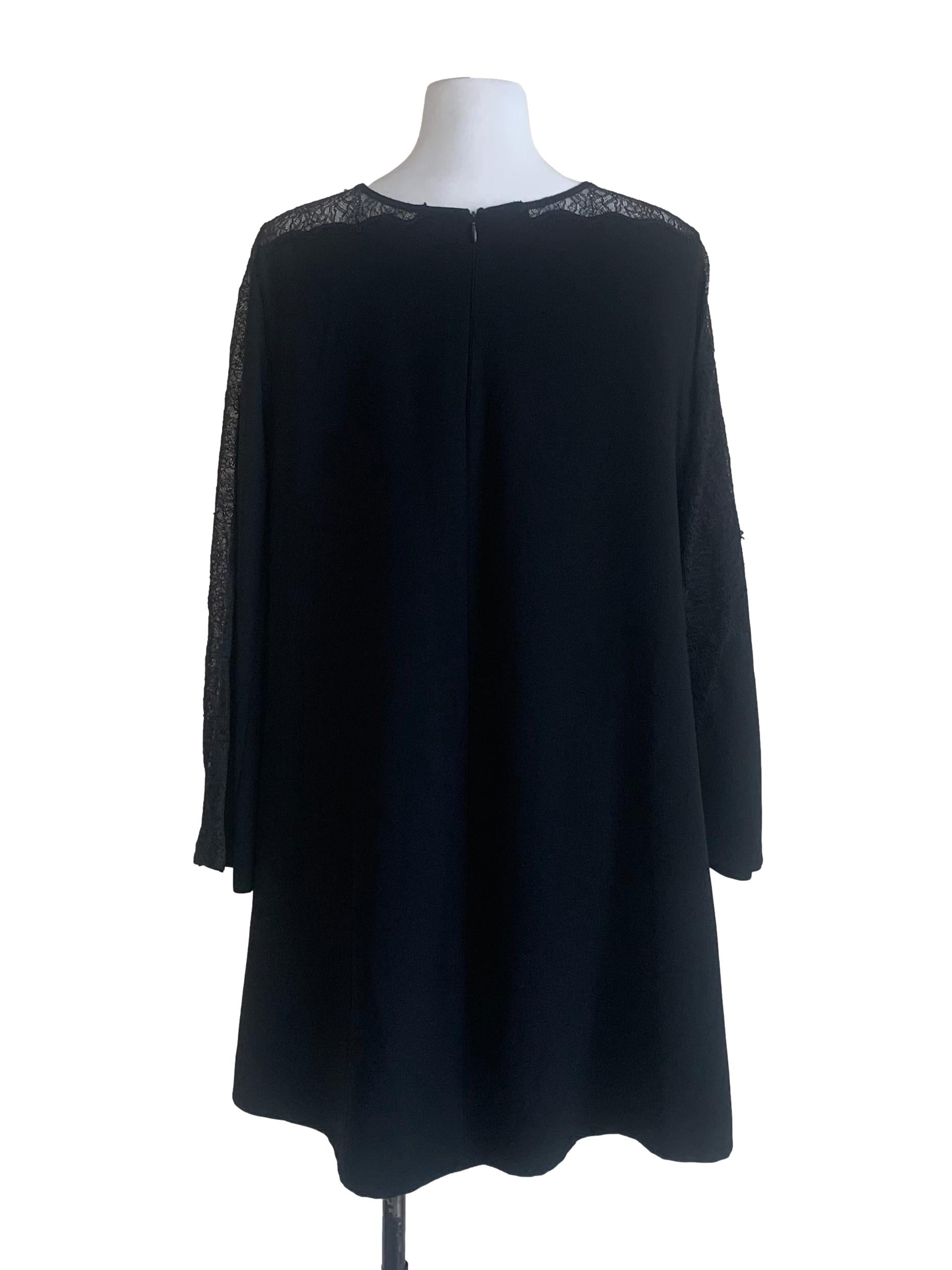 Midnight Black Laced Pattern Sleeve Dress