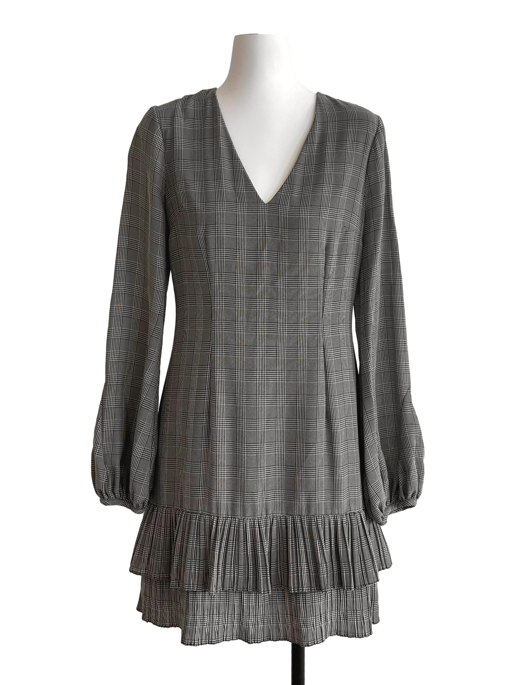 Black And White Gingham Peplum Dress