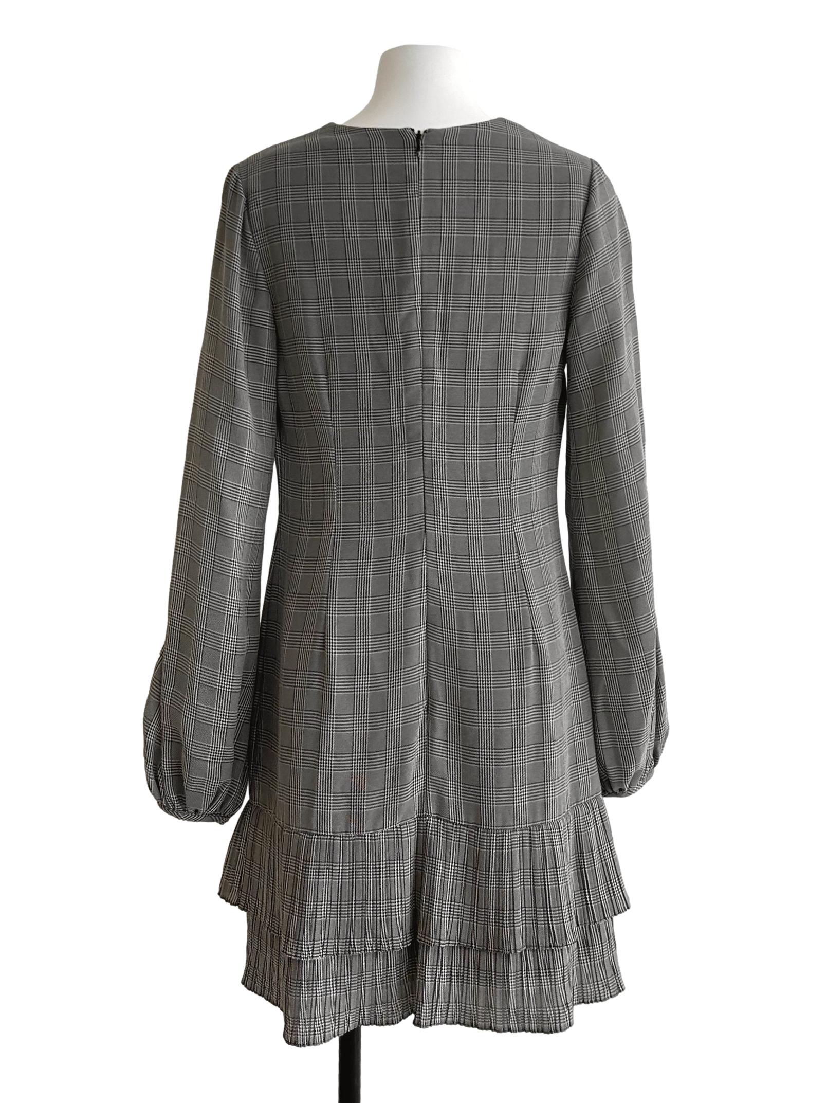 Black And White Gingham Peplum Dress