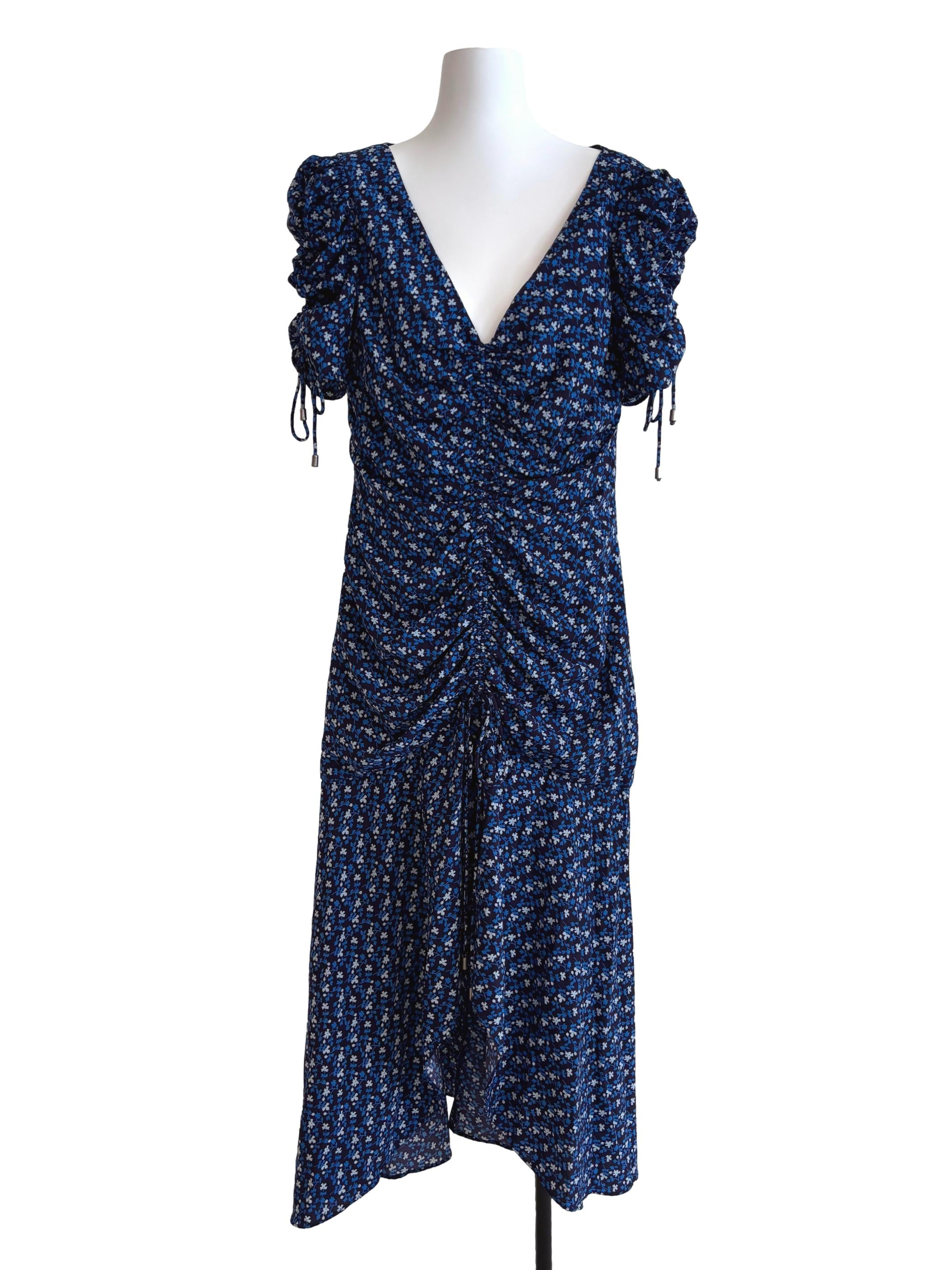 Berry Blue Ruched Floral Dress