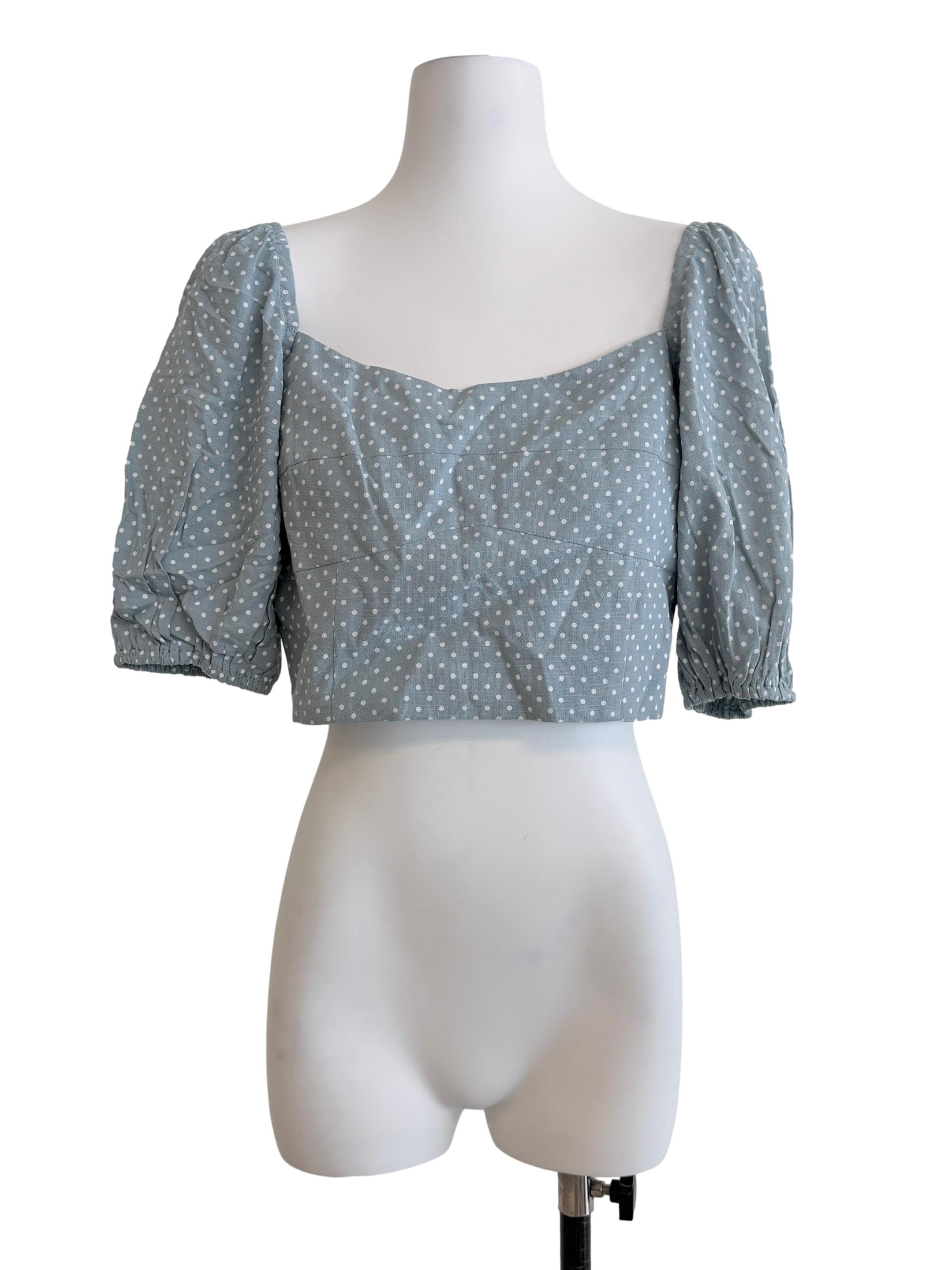 Sky Blue Polkadot Top