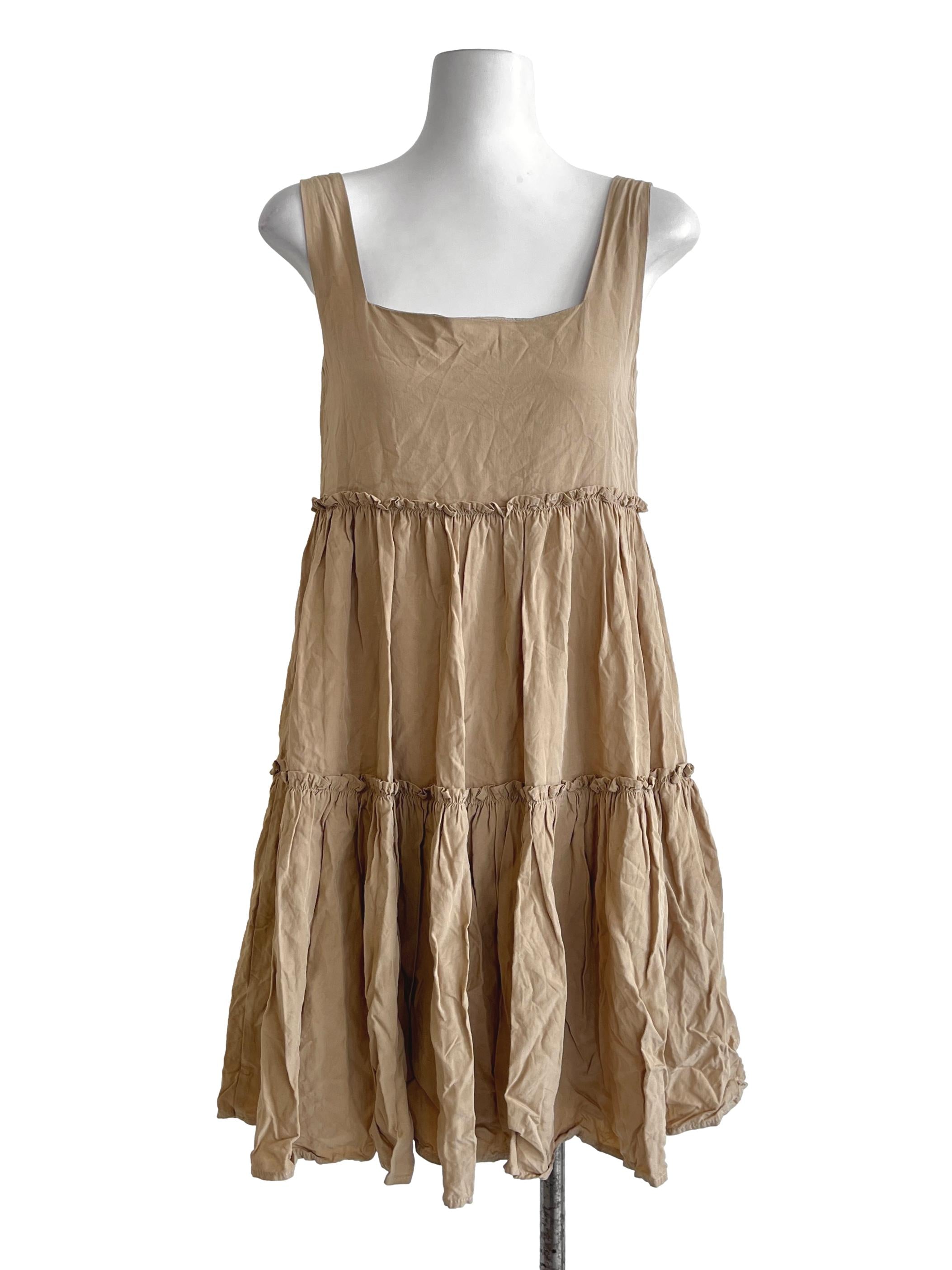 Tortilla Brown Square Tiered Dress