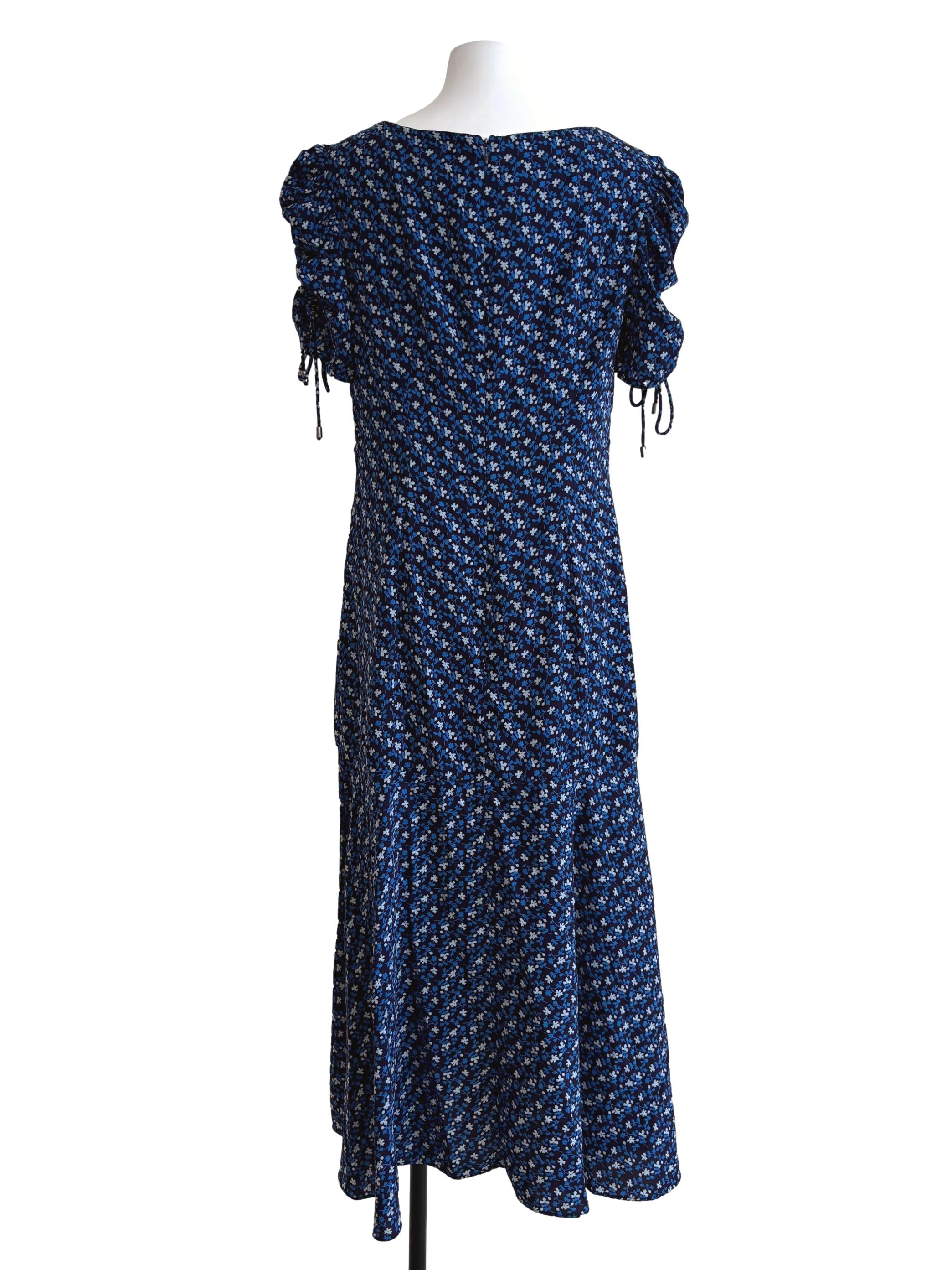 Berry Blue Ruched Floral Dress