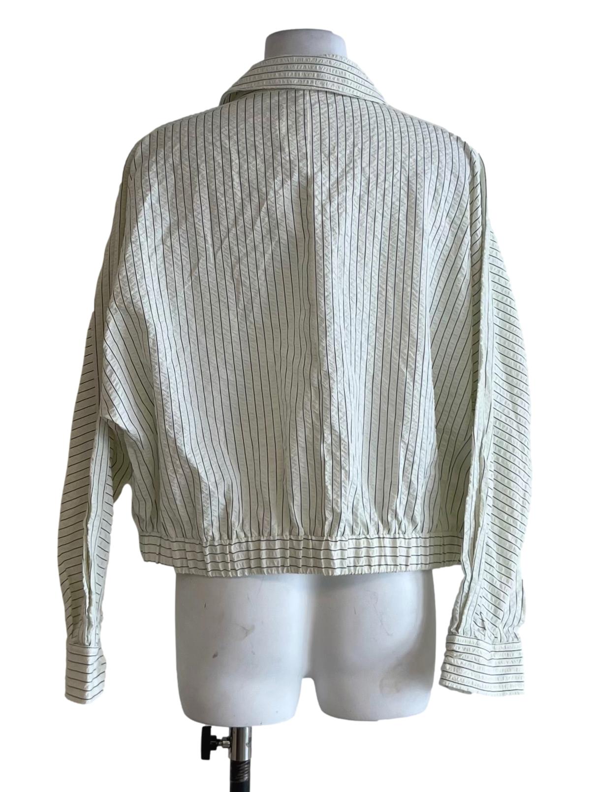 Creme White Candy Stripe Zip-Up Jacket