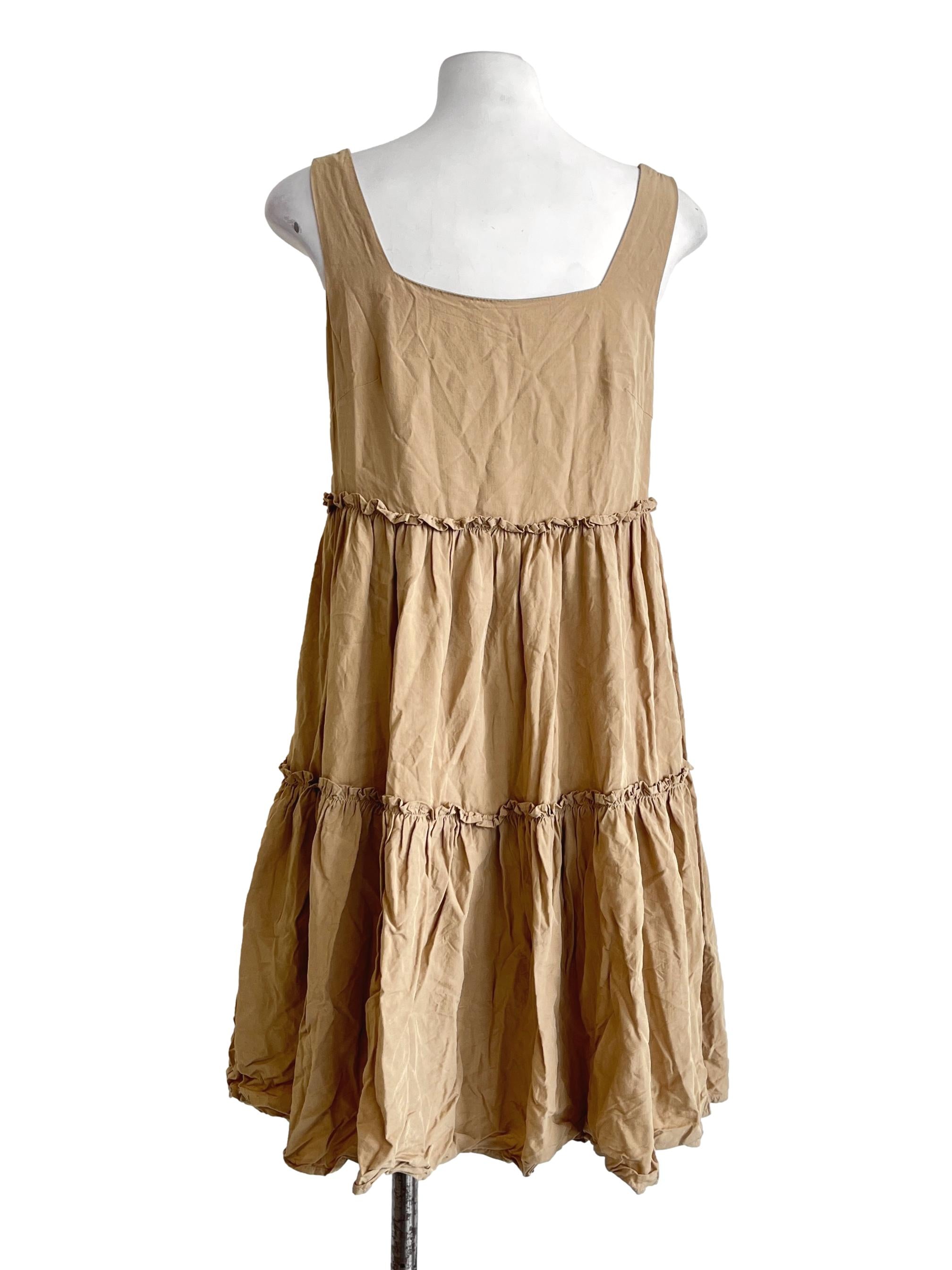 Tortilla Brown Square Tiered Dress