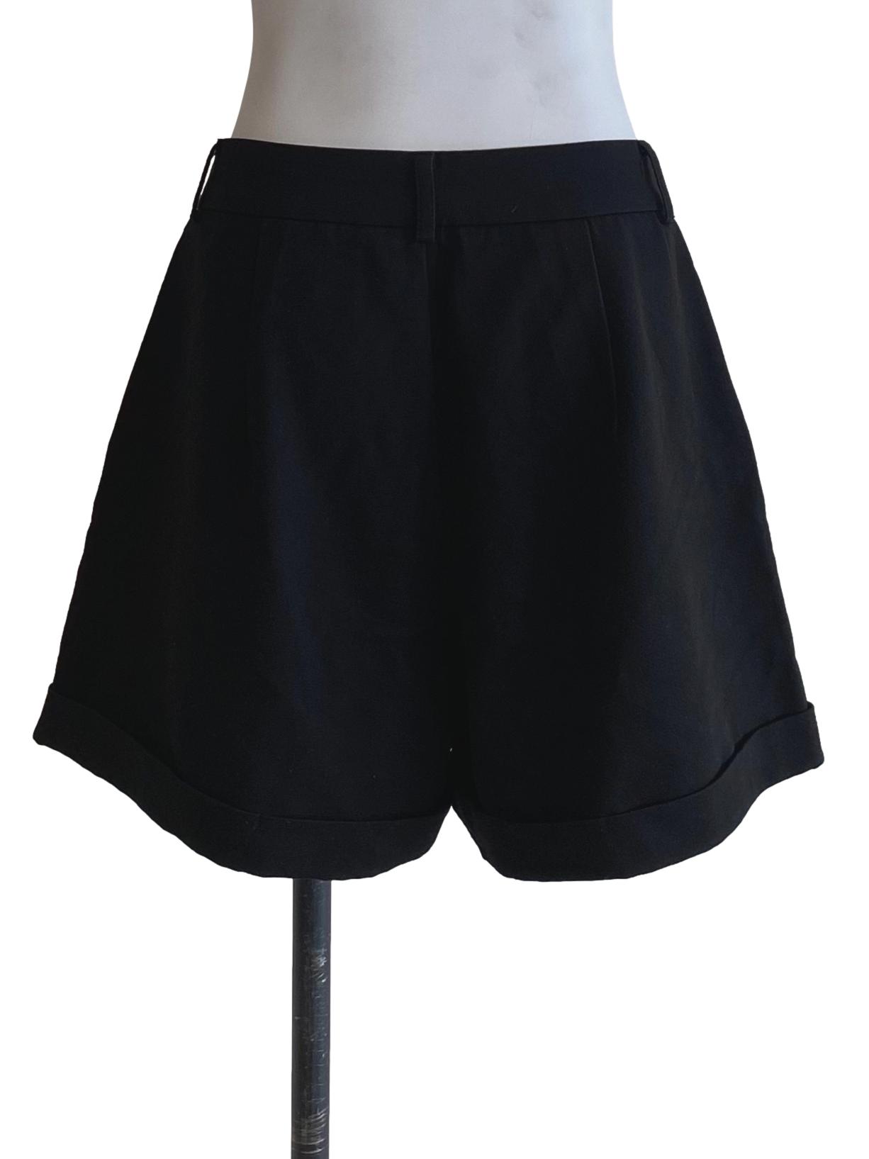 Onyx Black Side Pleat Shorts