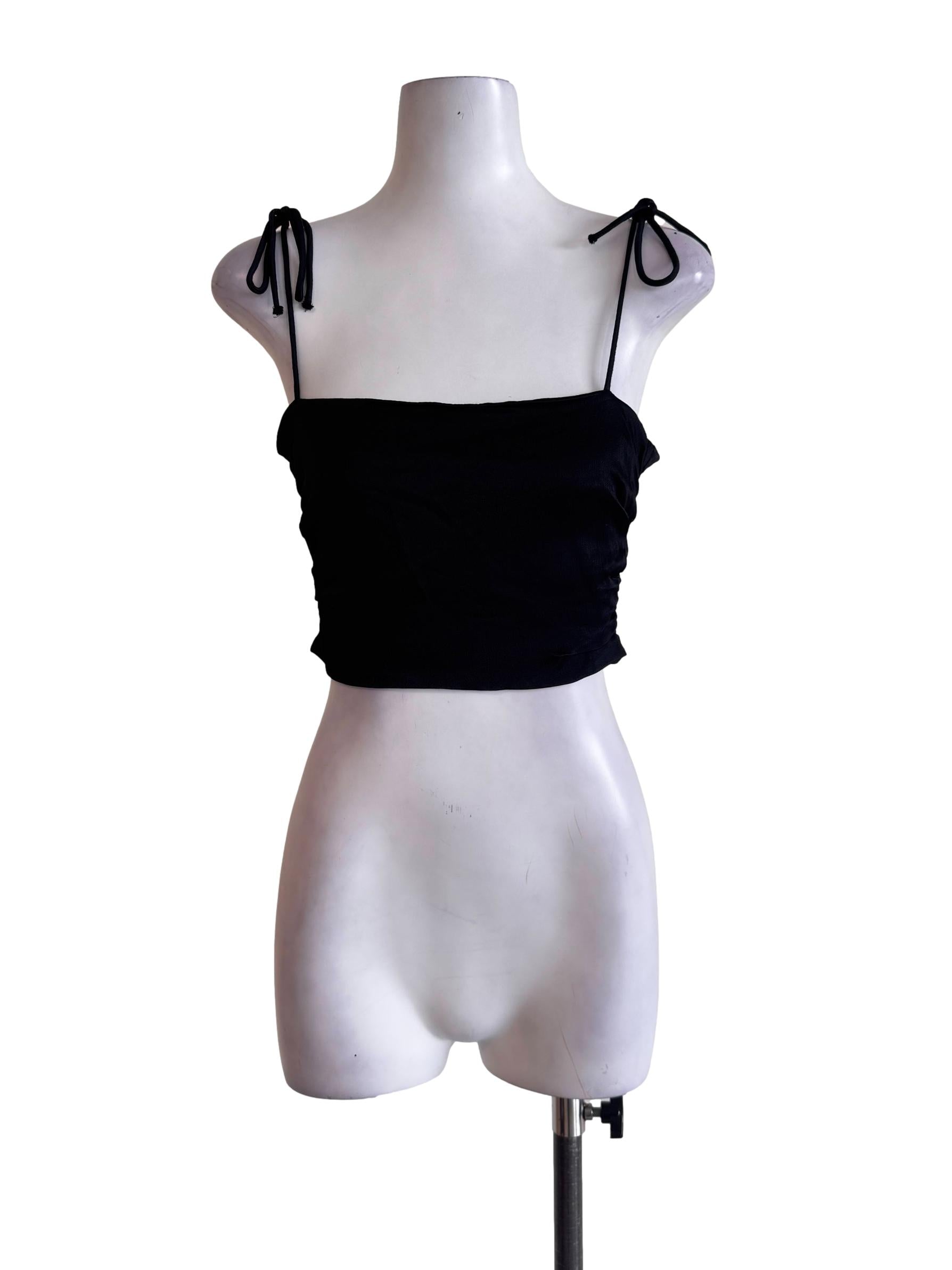 Black Ruched Crop Top