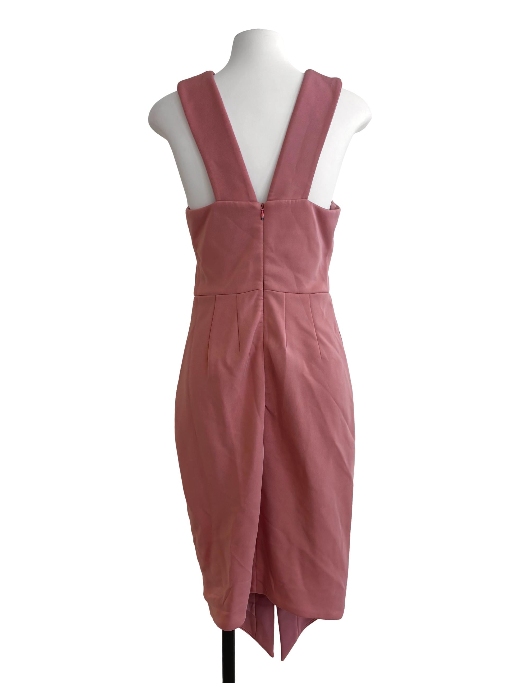 Rouge Pink Cross Neck Pencil Dress
