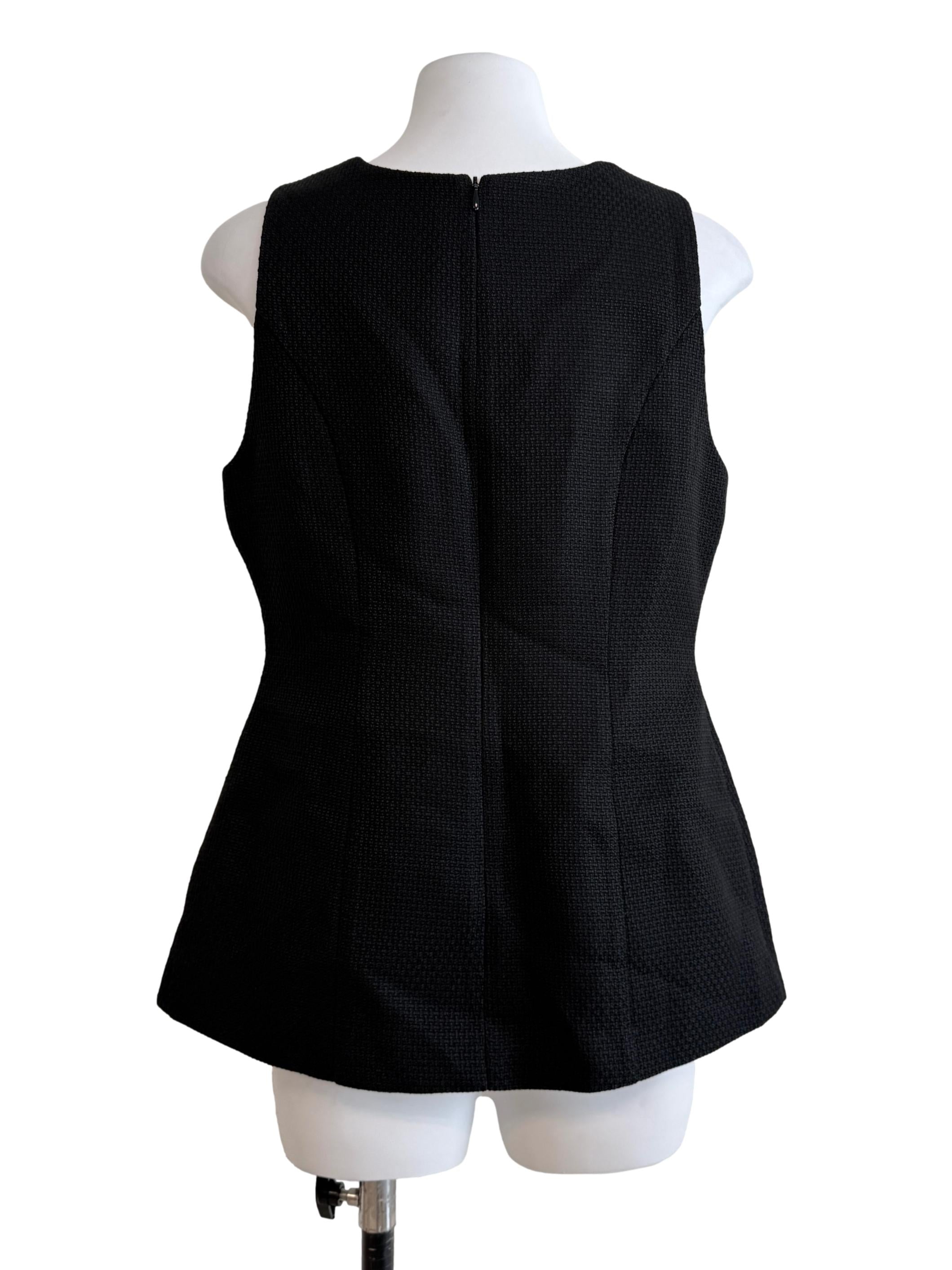 Black Tweed Round Neck Vest