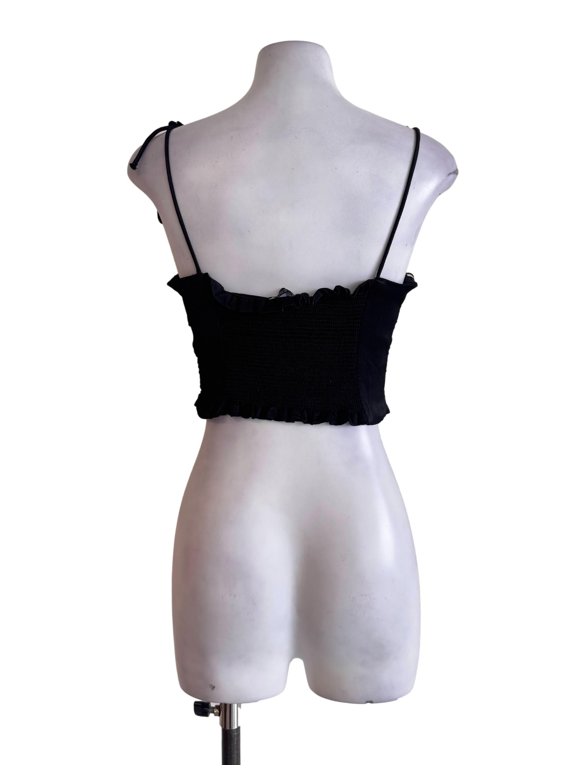 Black Ruched Crop Top