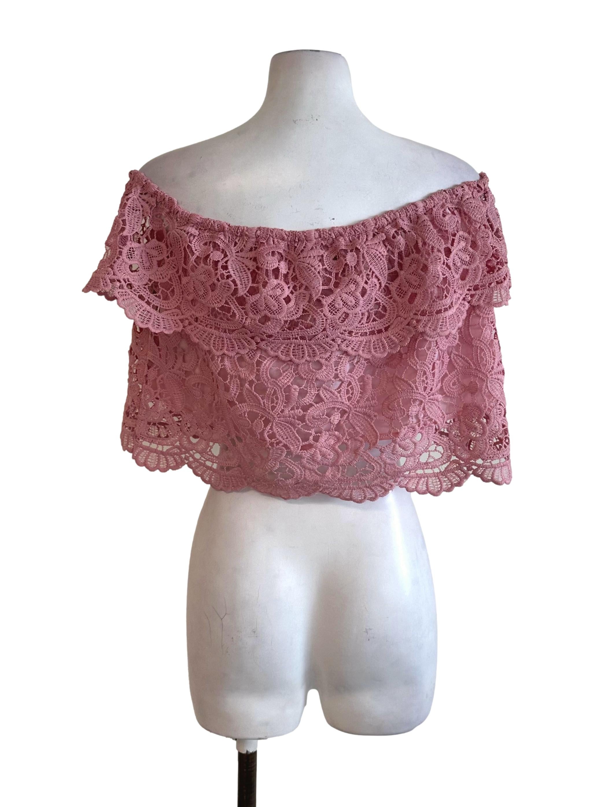 Rose Pink Lace Off Shoulder Top