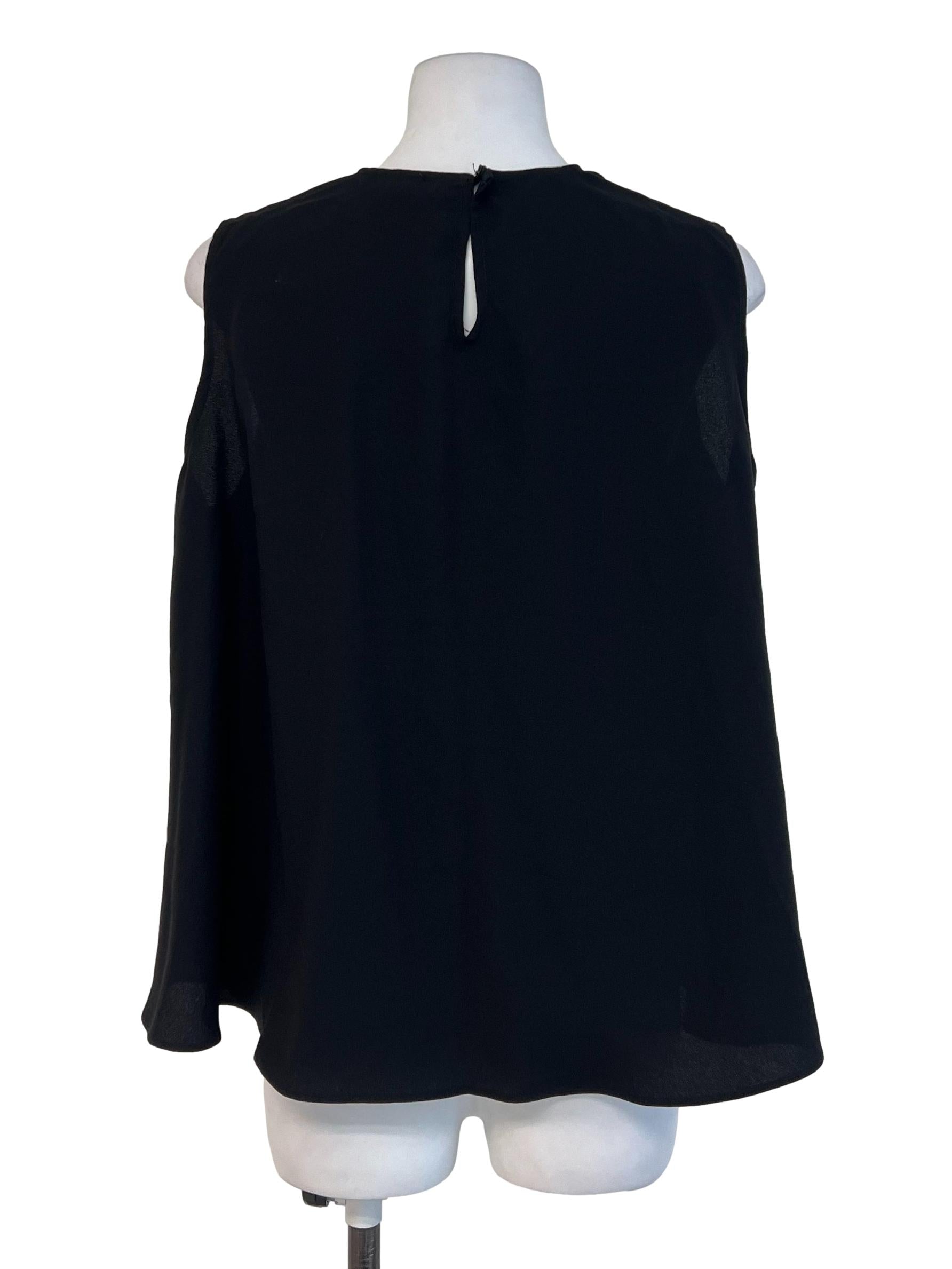 Saturday Club Black Sleeveless Green With Button Top | REFASH
