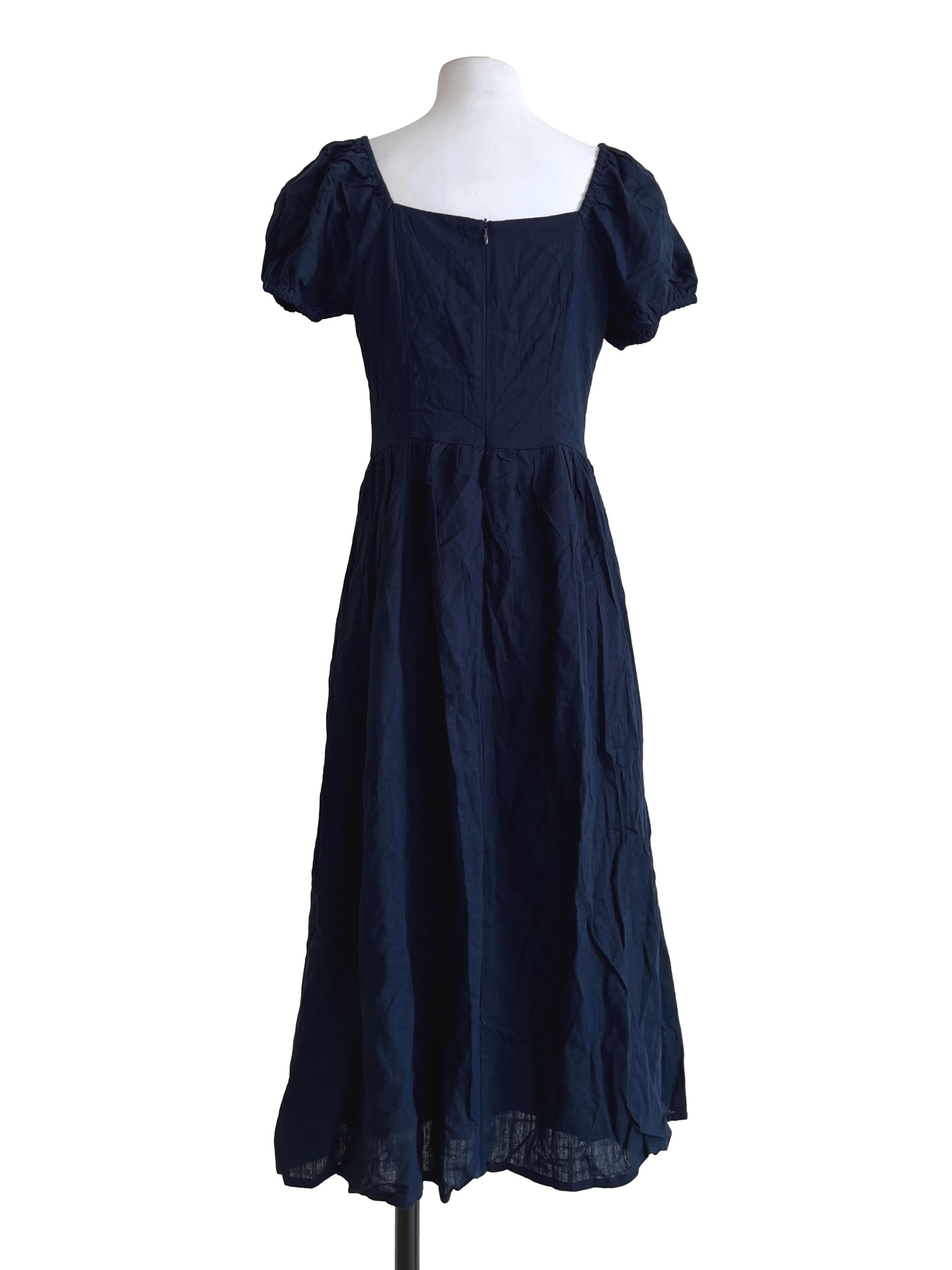 Denim Blue Puff Sleeve Empire Dress