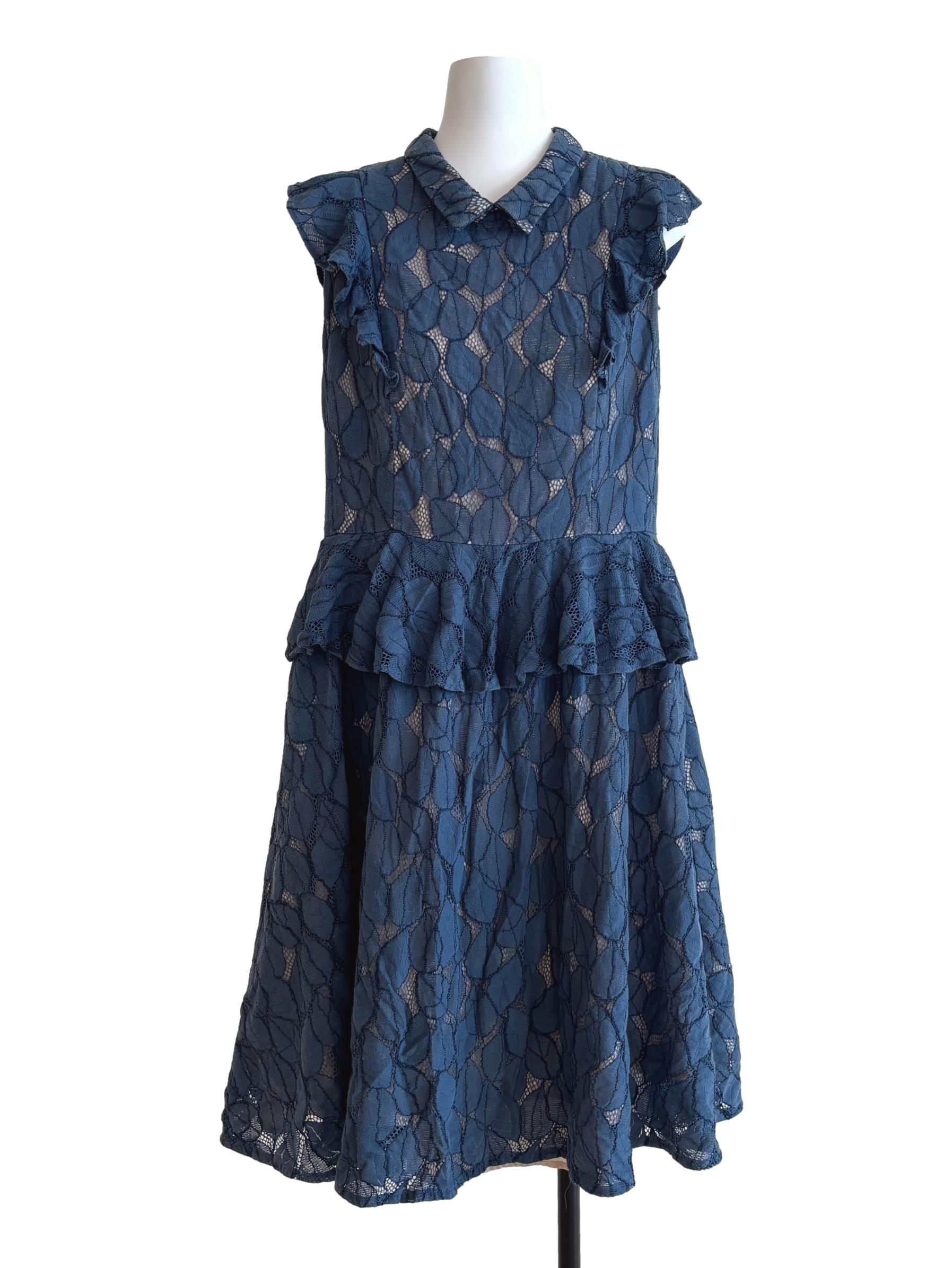 Aegean Blue Peplum Lace Dress