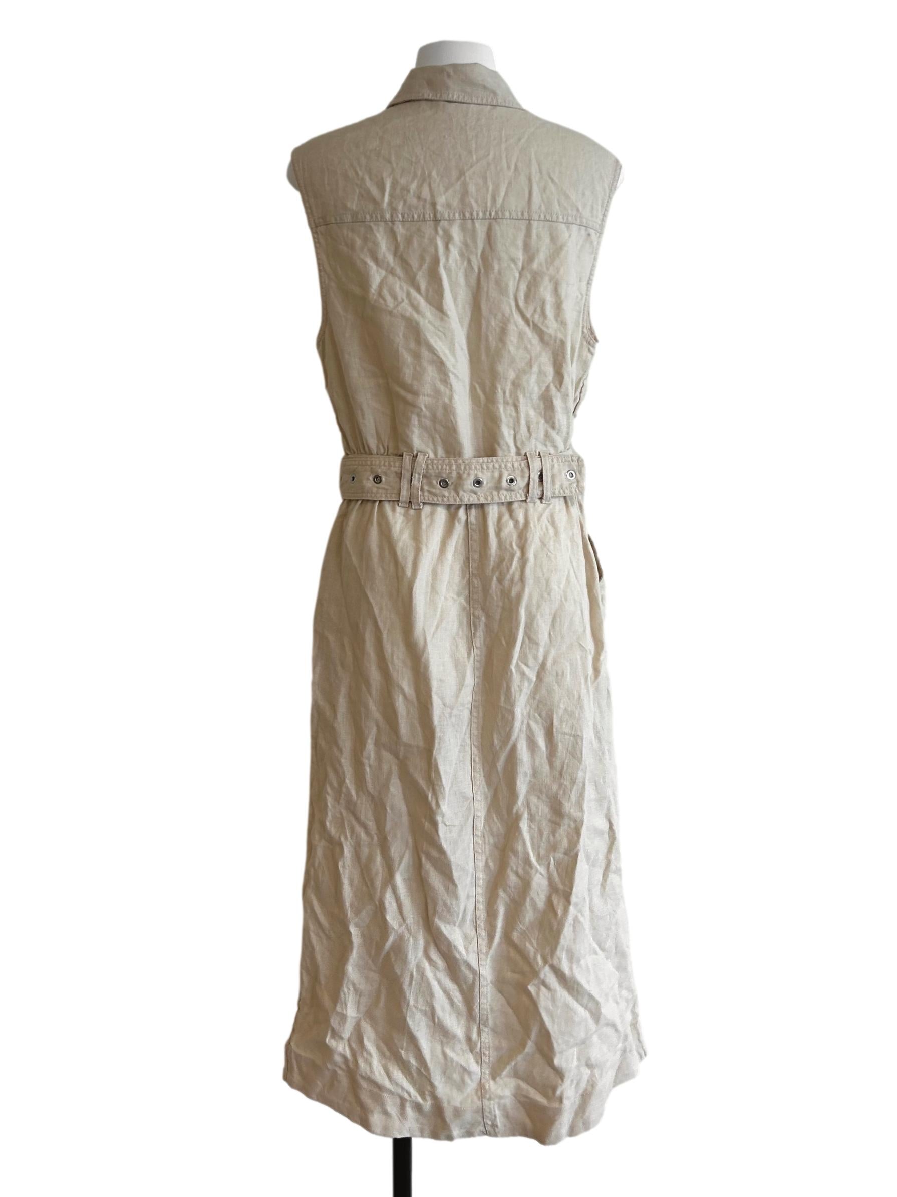 Beige Waist Belt Dress