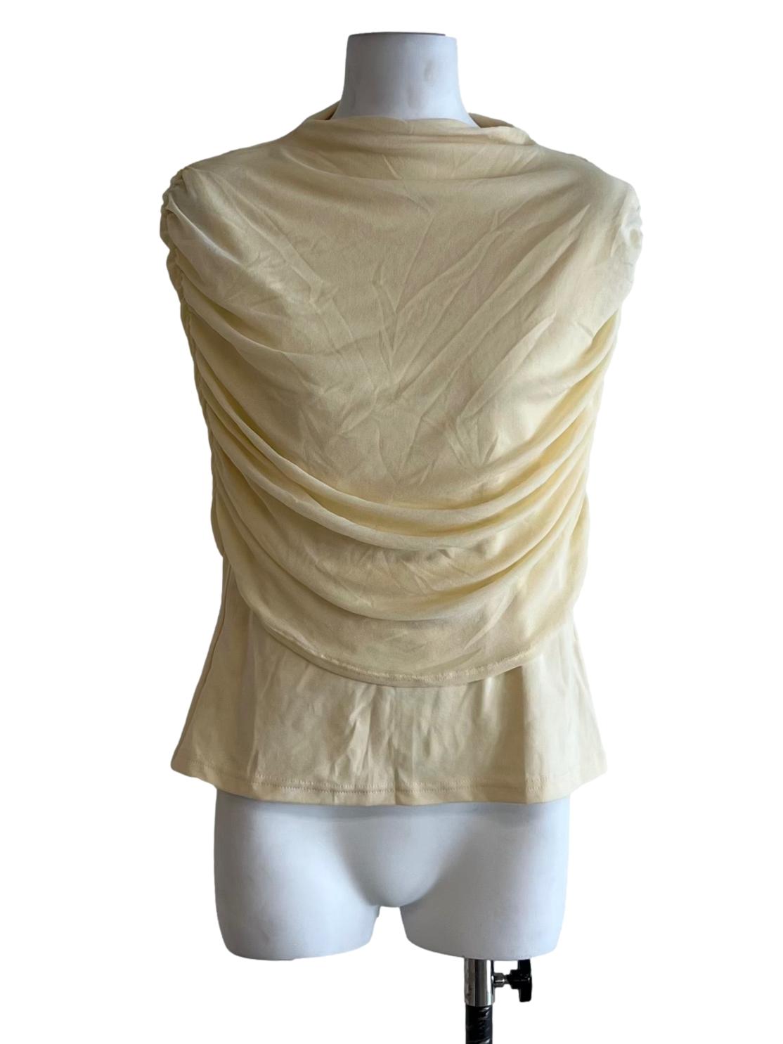 Buttermilk Yellow Funnel Collar Blouse