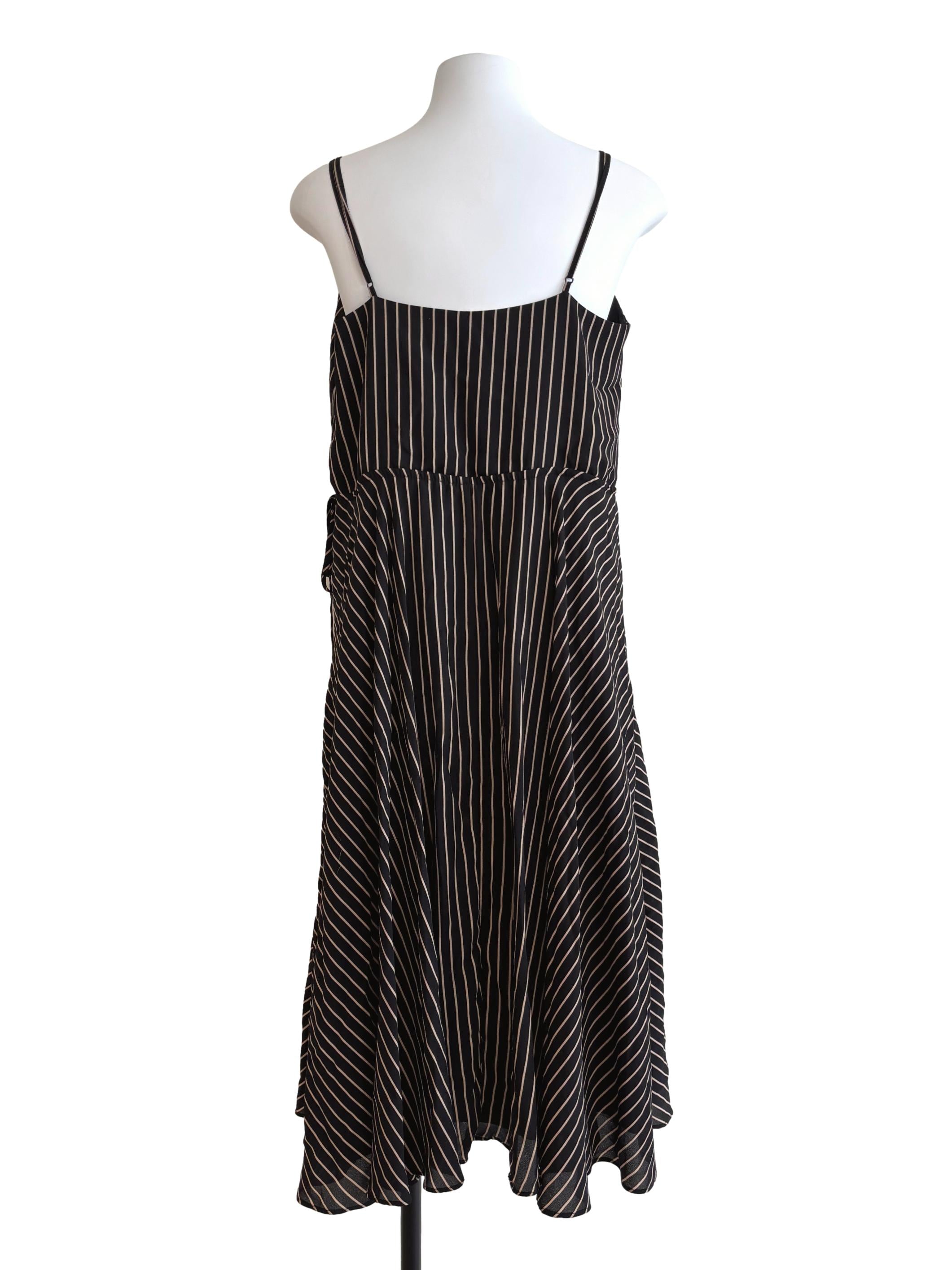 Black Sepia Striped Flare Cami Dress