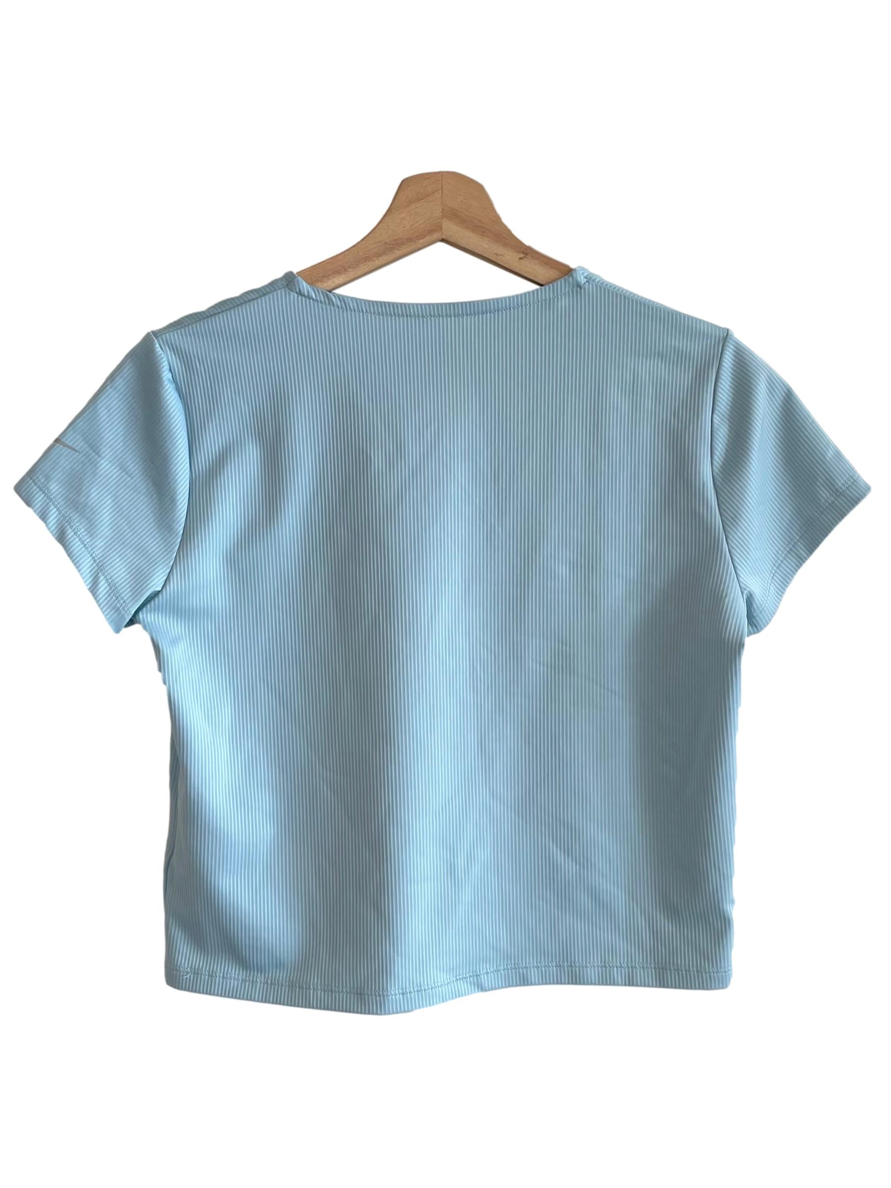 Pastel Blue V Neck Crop Top