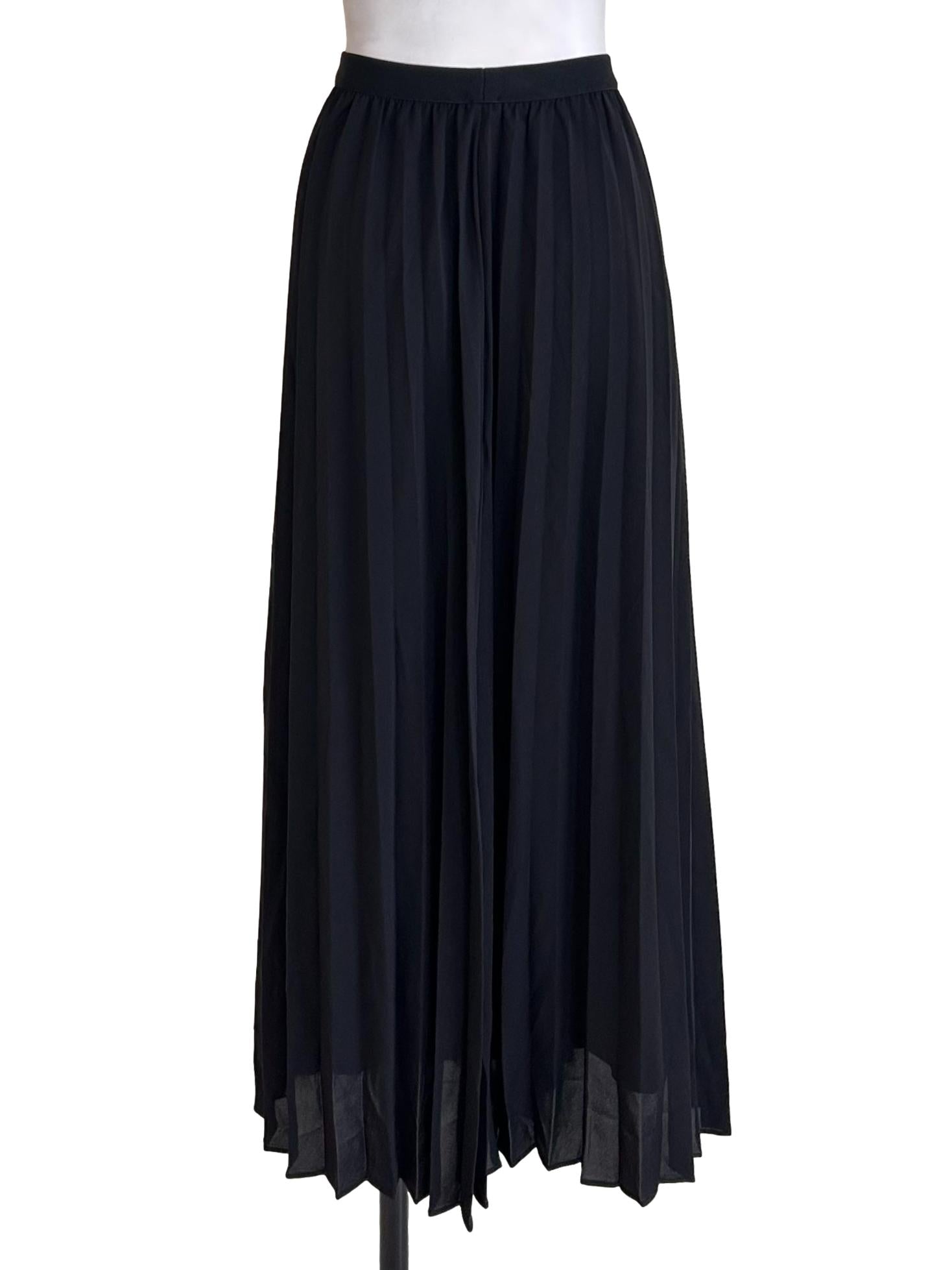 Maxi Pleated Chiffon Black Skirt