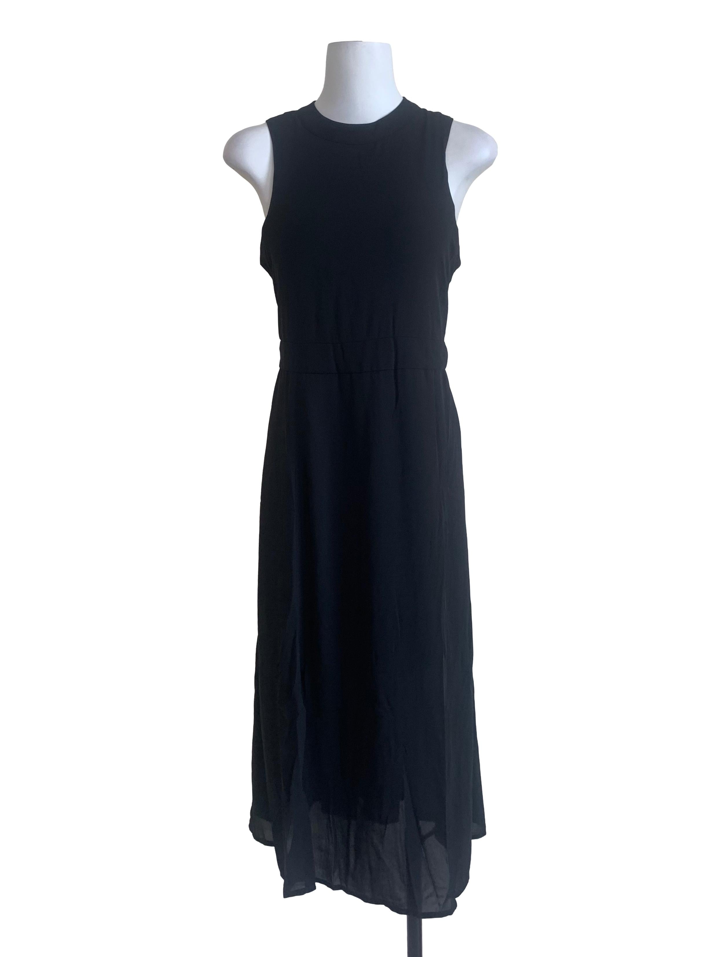 Midnight Black Round Neck Dropwaist Dress
