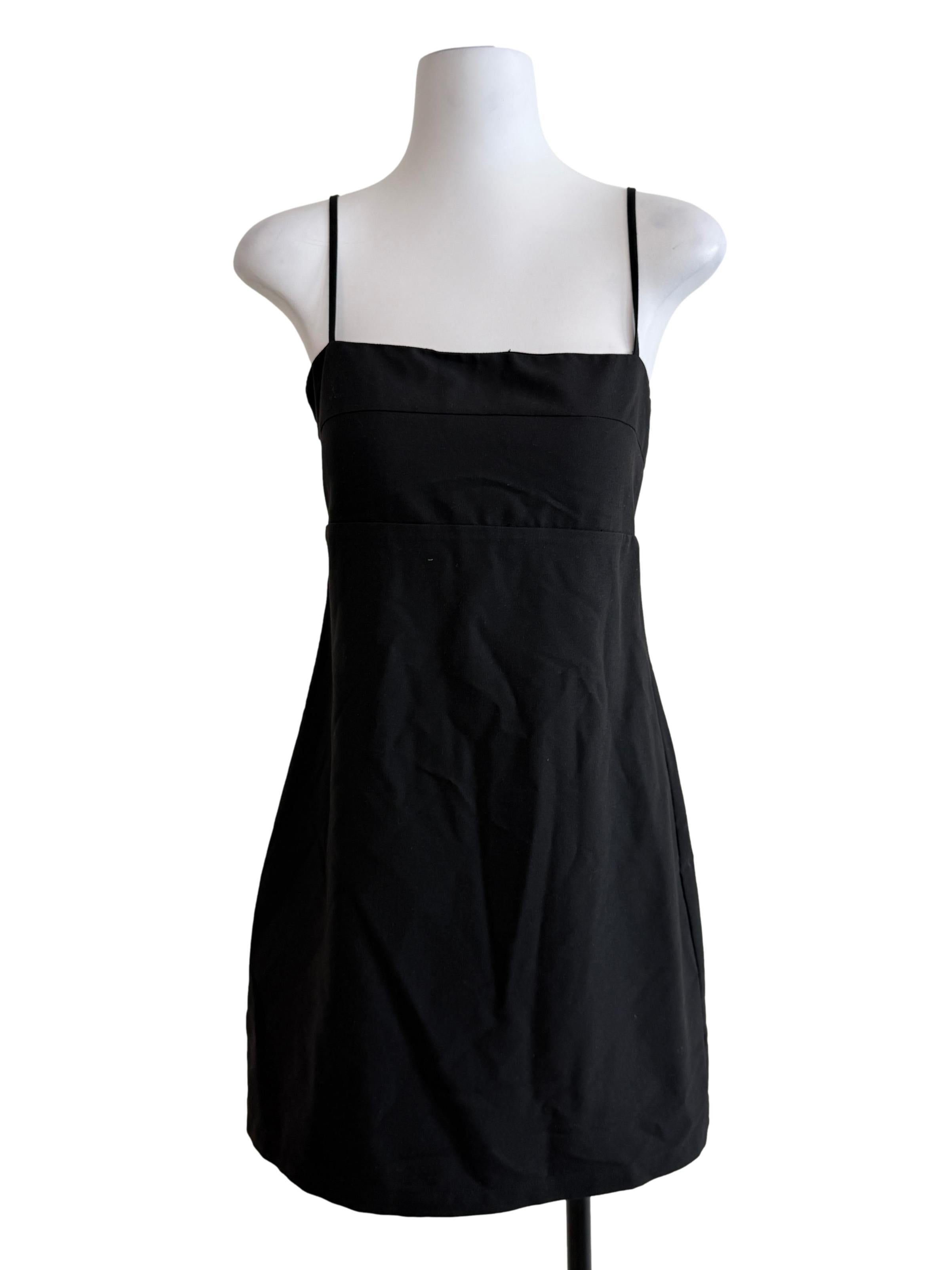 Black Spaghetti Straight Slip Dress