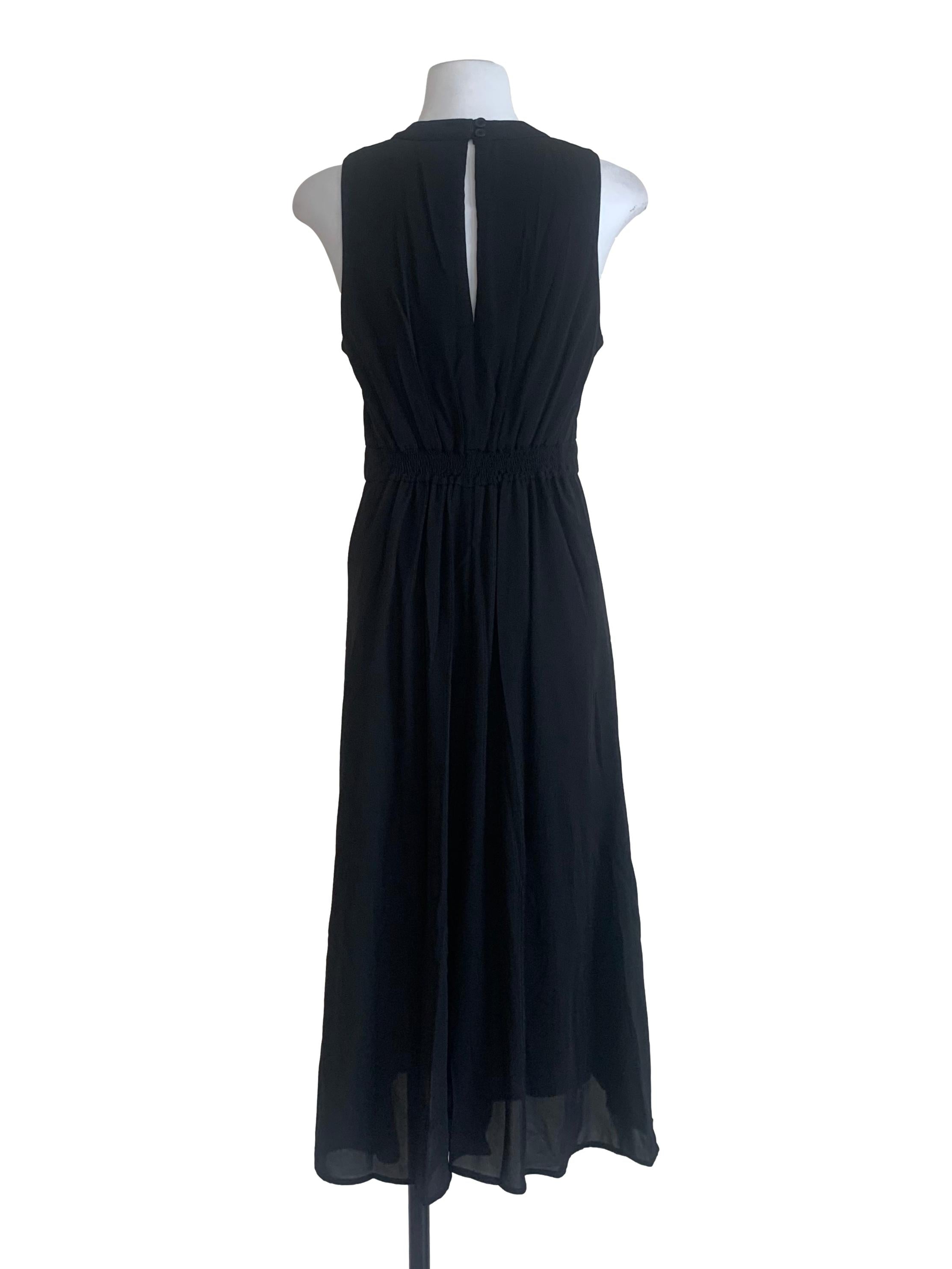 Midnight Black Round Neck Dropwaist Dress