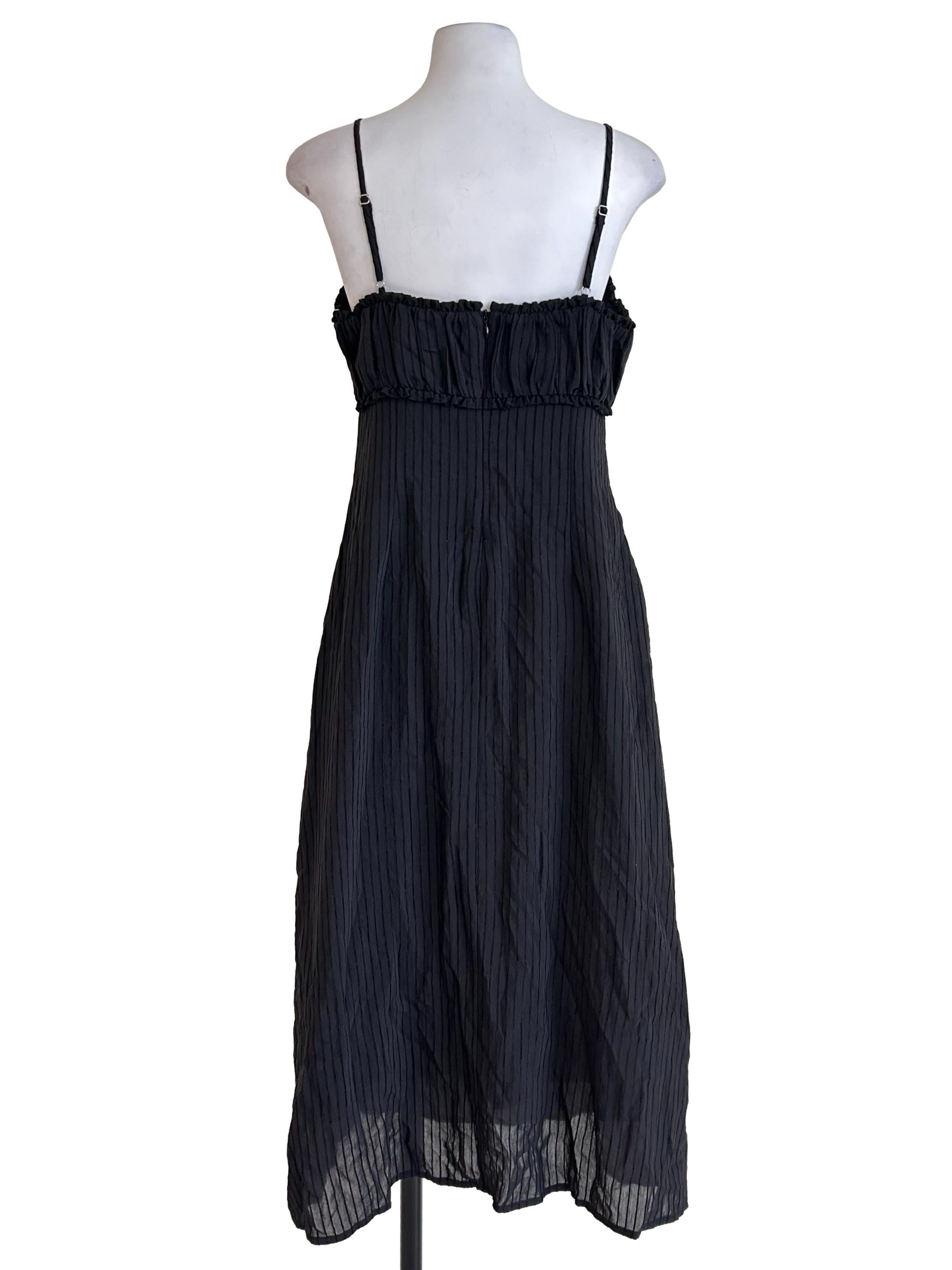Striped Black Strappy Midi Dress