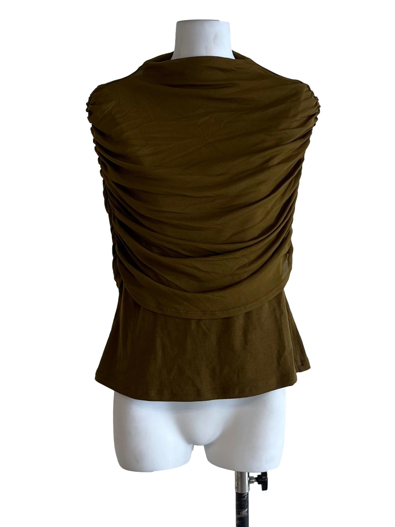 Coffee Brown Funnel Collar Blouse