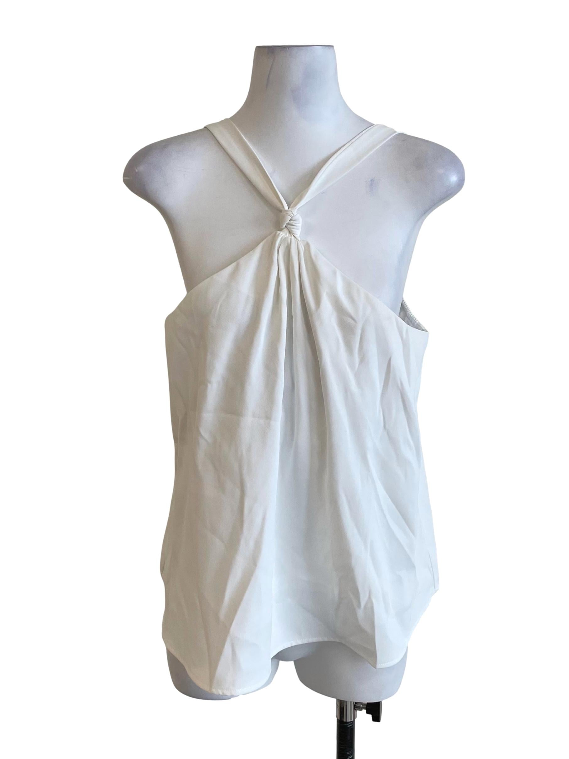 White Halter Tie Neck Crop Top