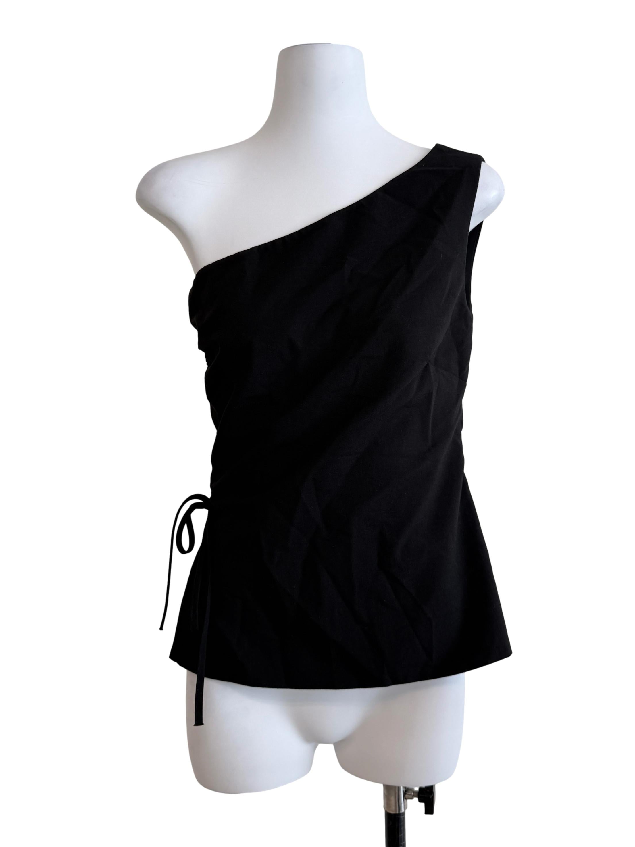 Black Asymmetric Neck Top