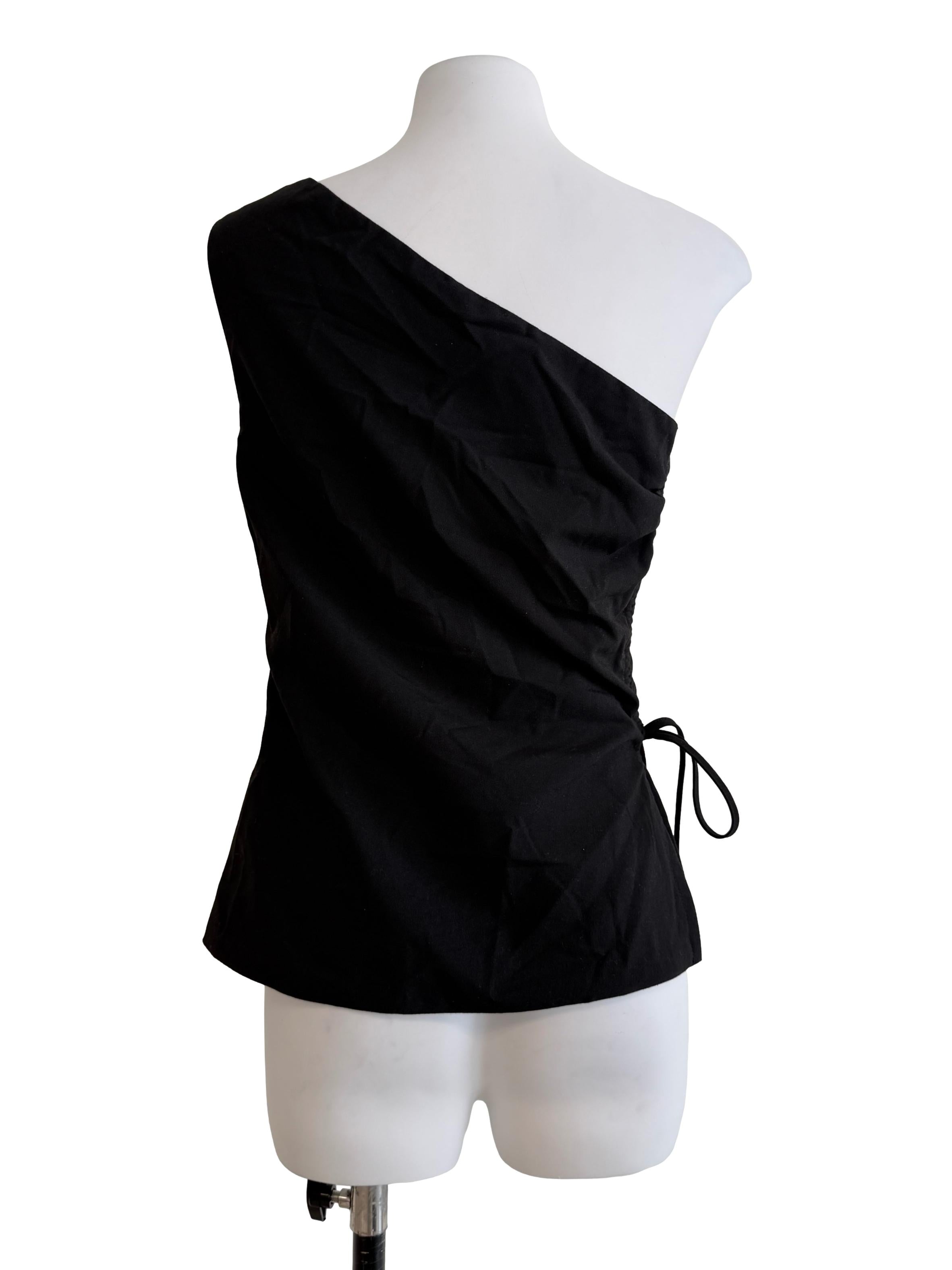 Black Asymmetric Neck Top