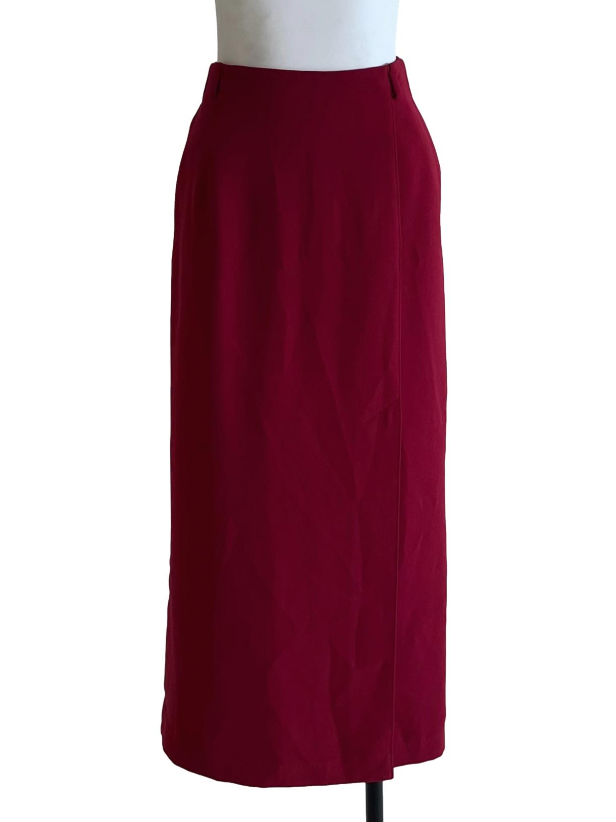 Raspberry Red High Waisted Pencil Skirt