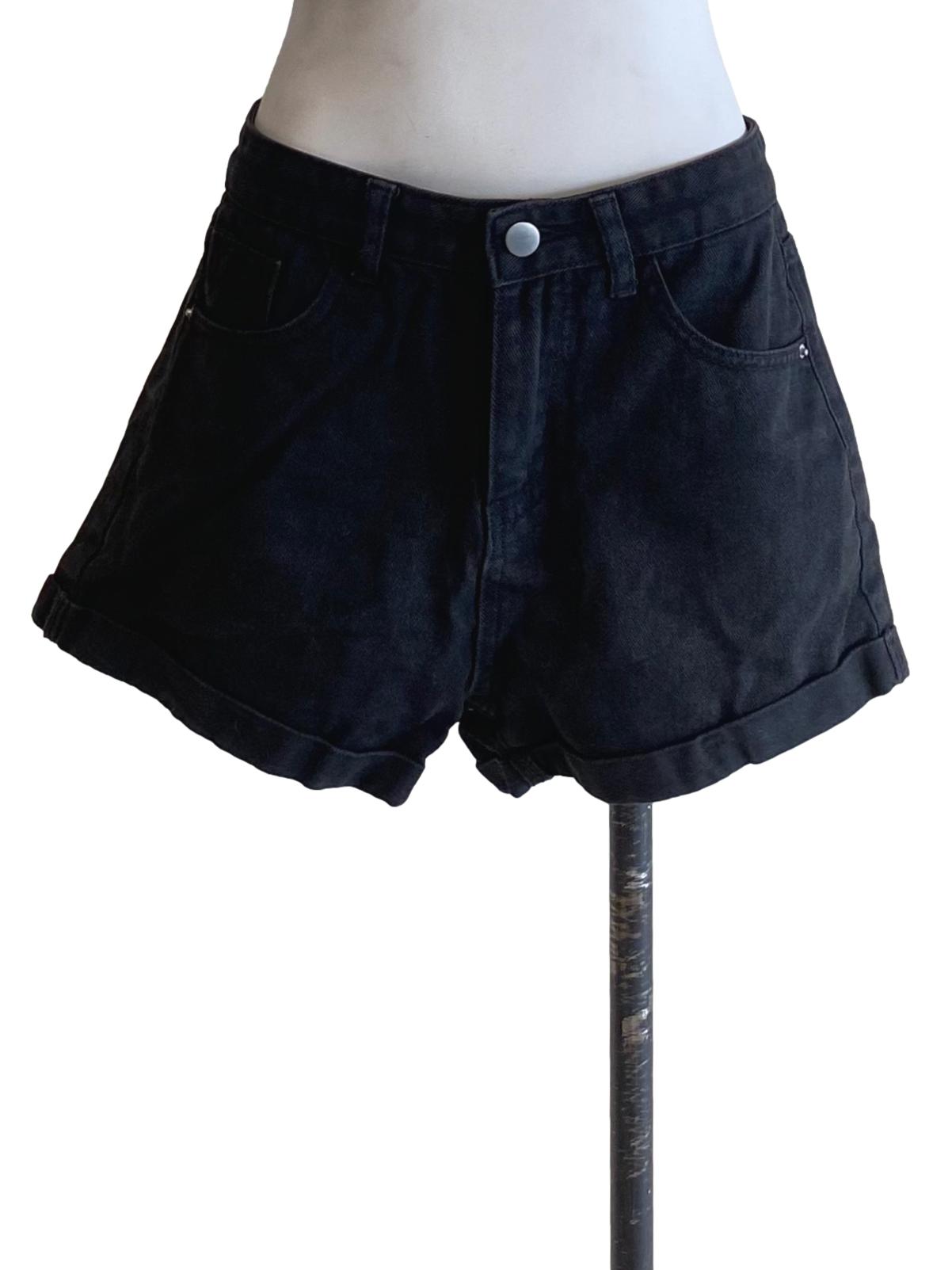 Grease Black Denim Shorts