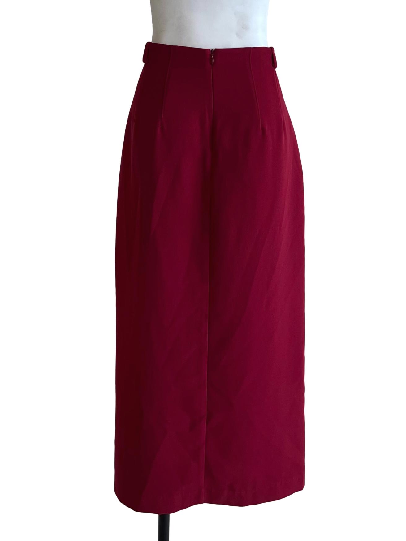 Raspberry Red High Waisted Pencil Skirt