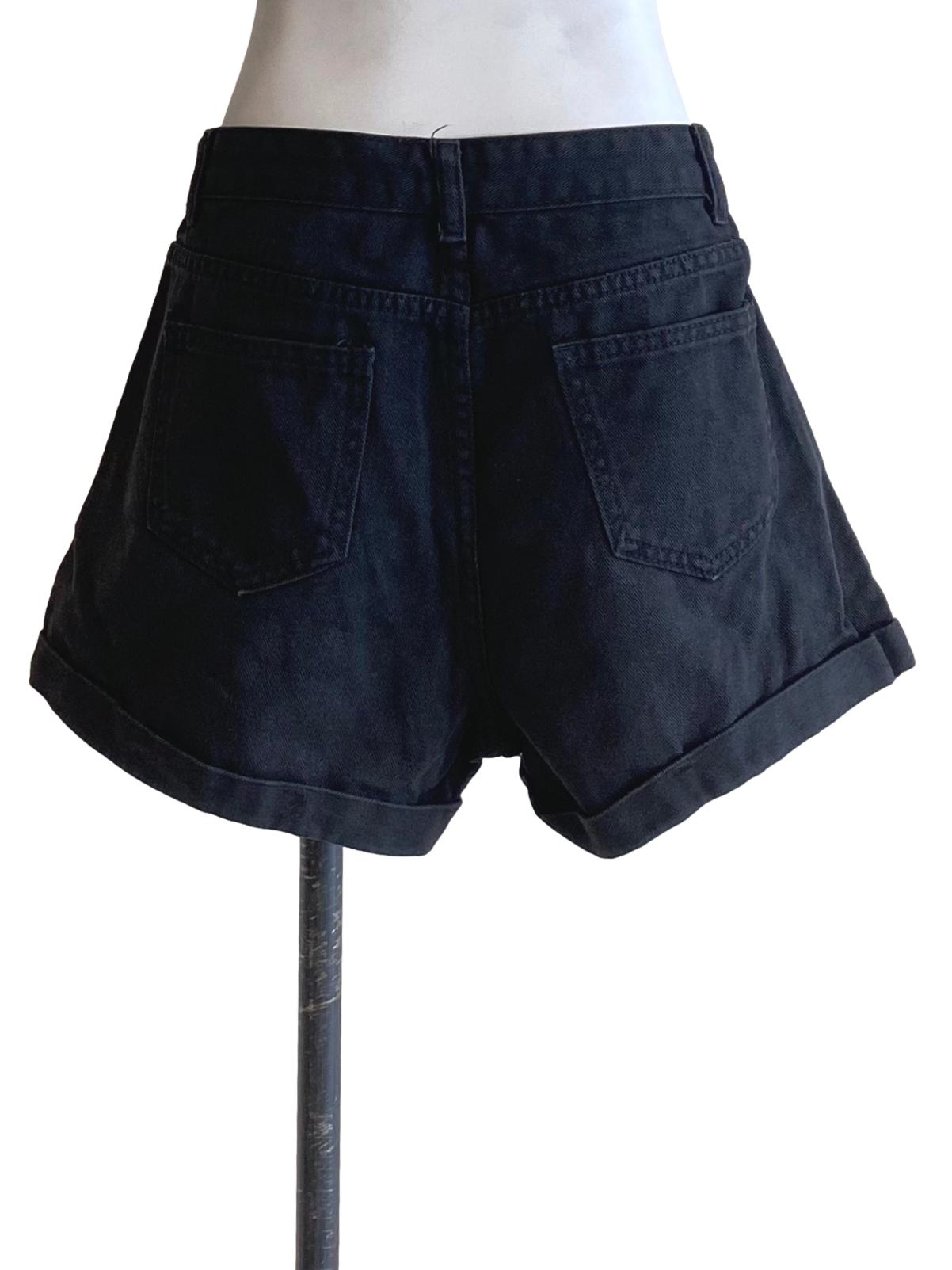 Grease Black Denim Shorts