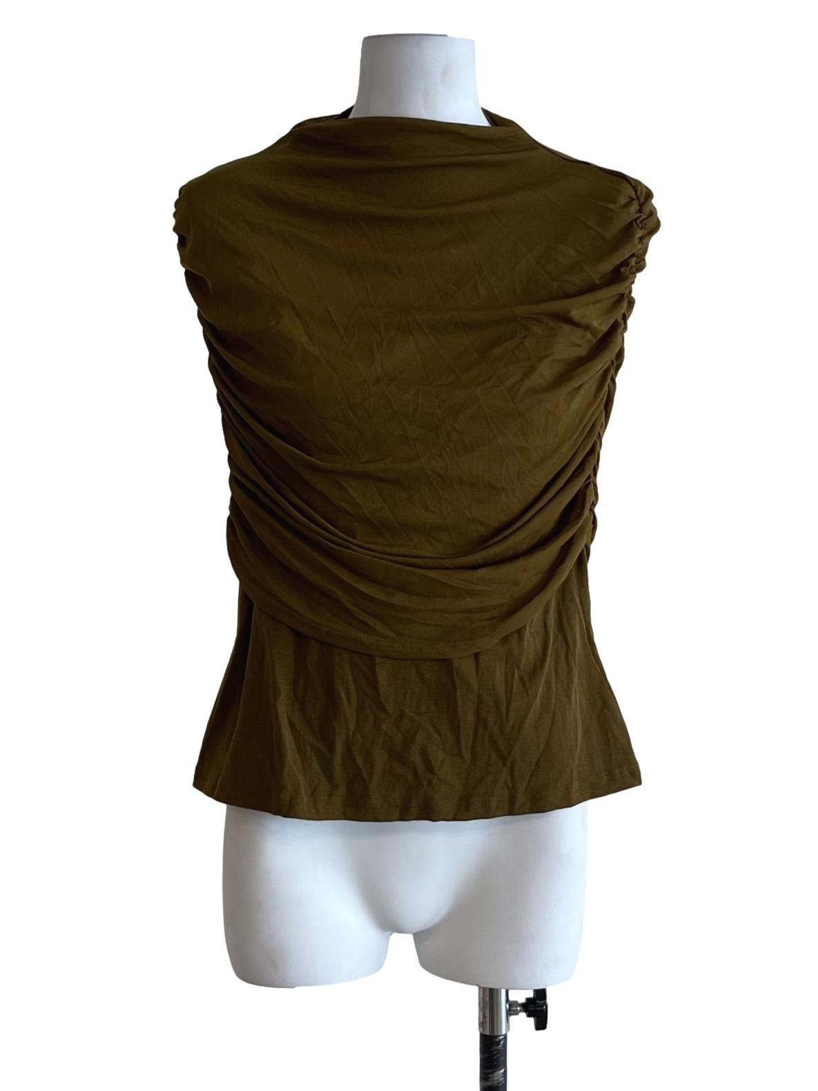 Coffee Brown Funnel Collar Blouse