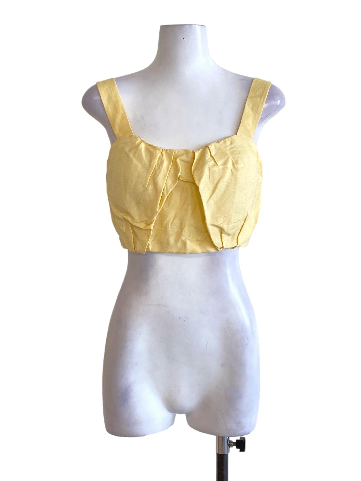 Daffodil Yellow Sweetheart Waisted Cropped Top LB