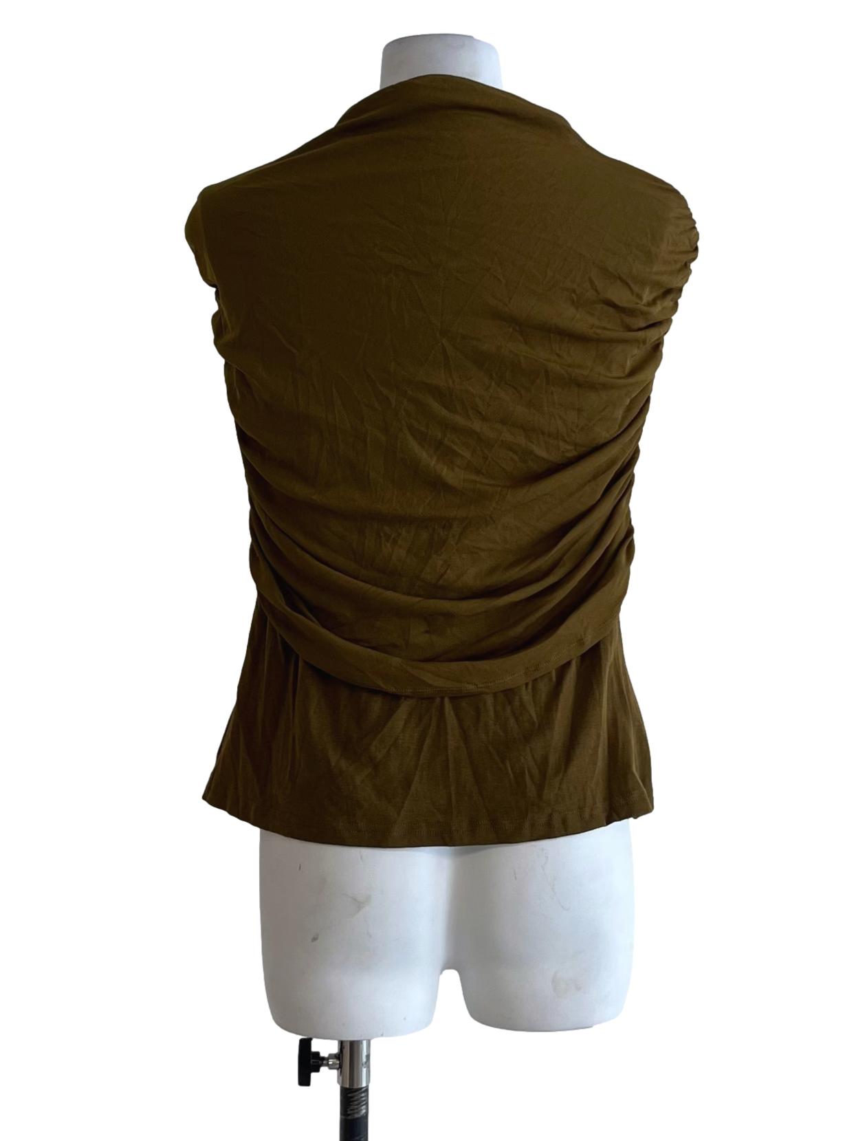 Coffee Brown Funnel Collar Blouse