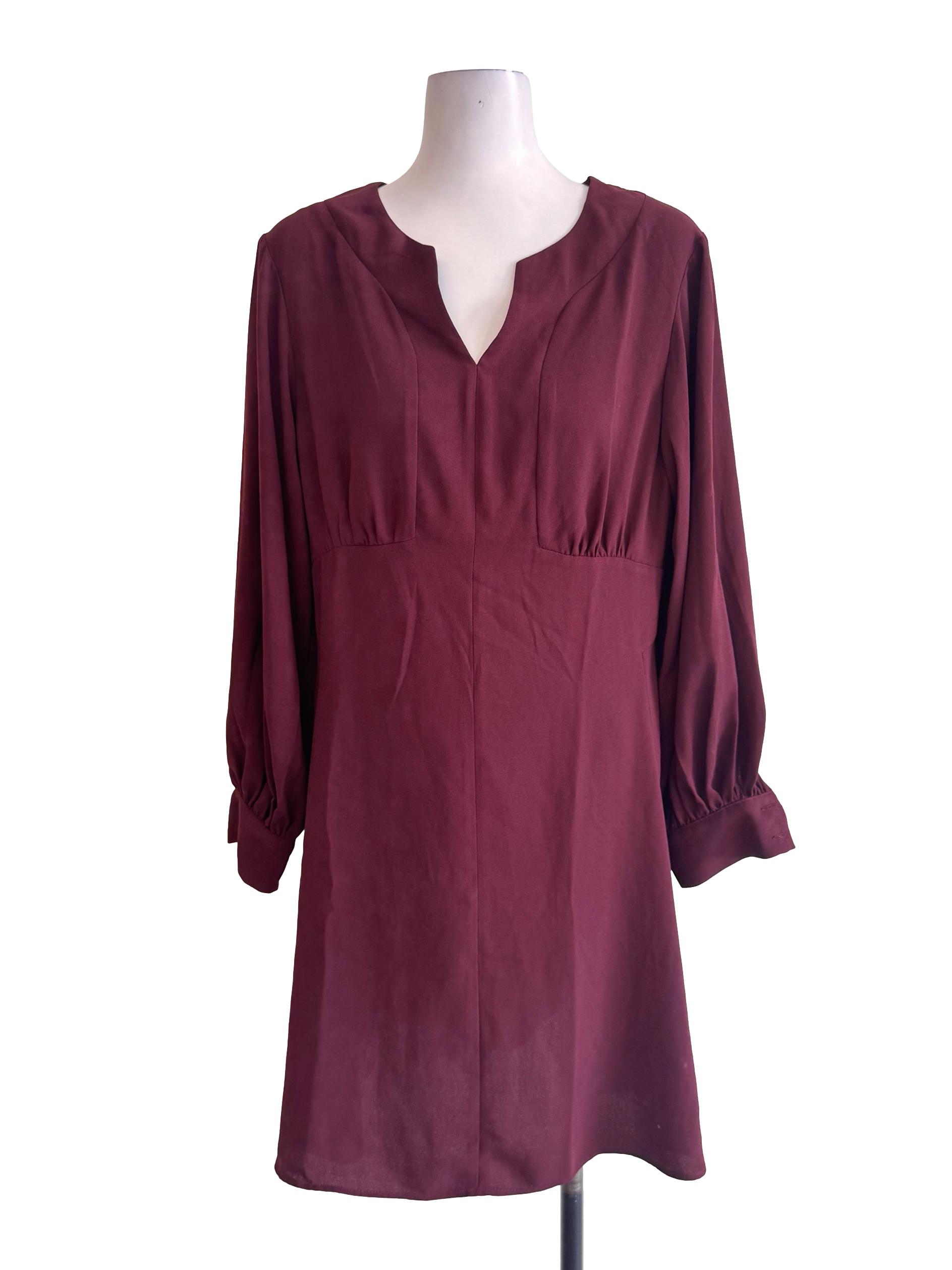 Maroon Long Sleeve Dress