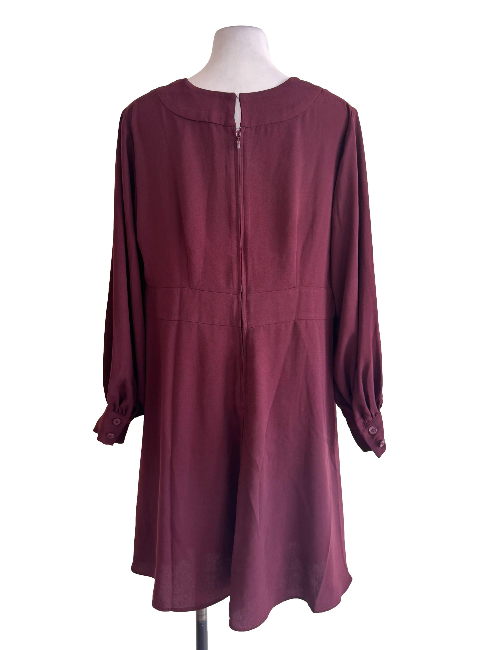 Maroon Long Sleeve Dress