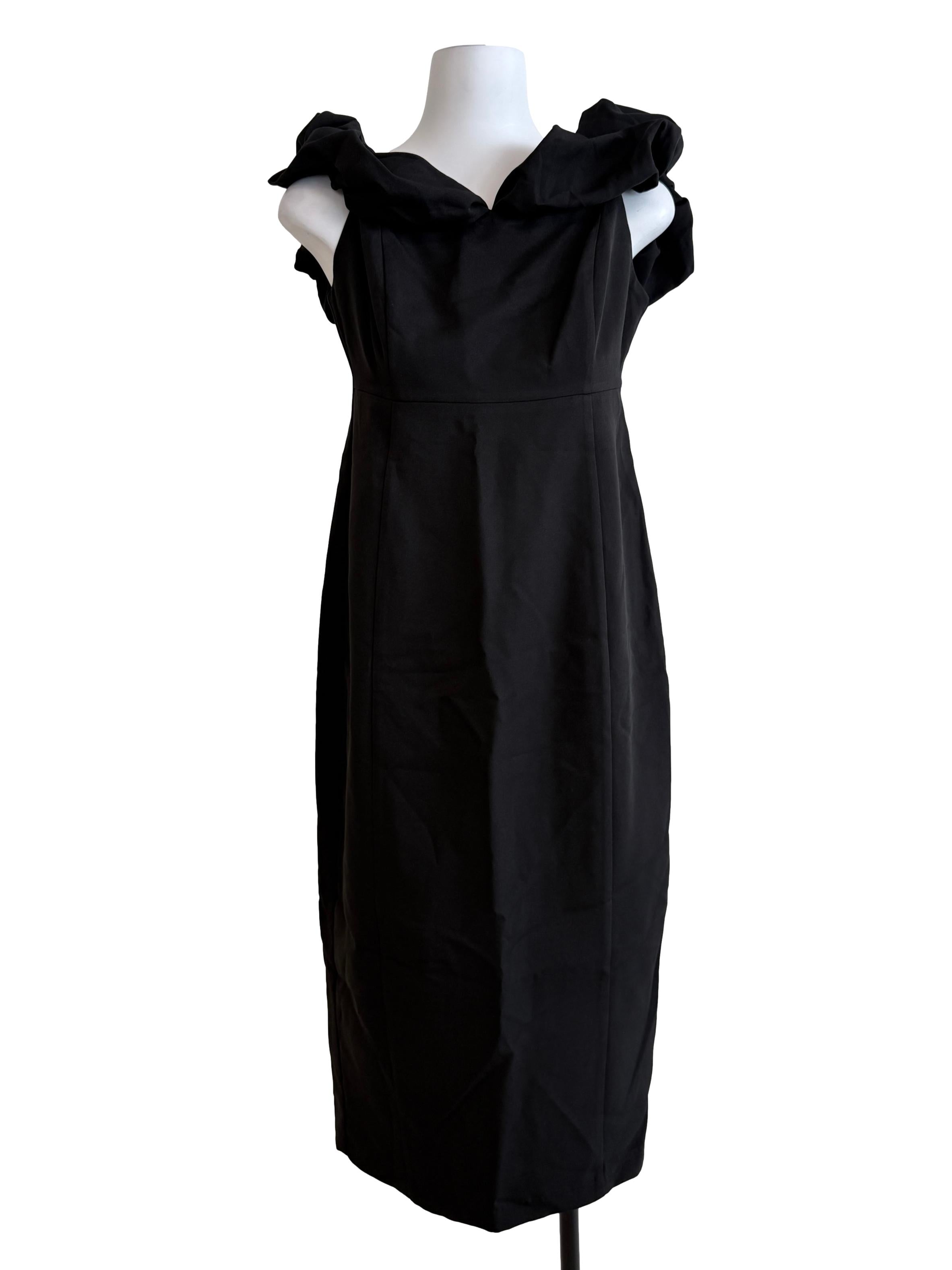 Black Ruffle Sleeves Slip Dress