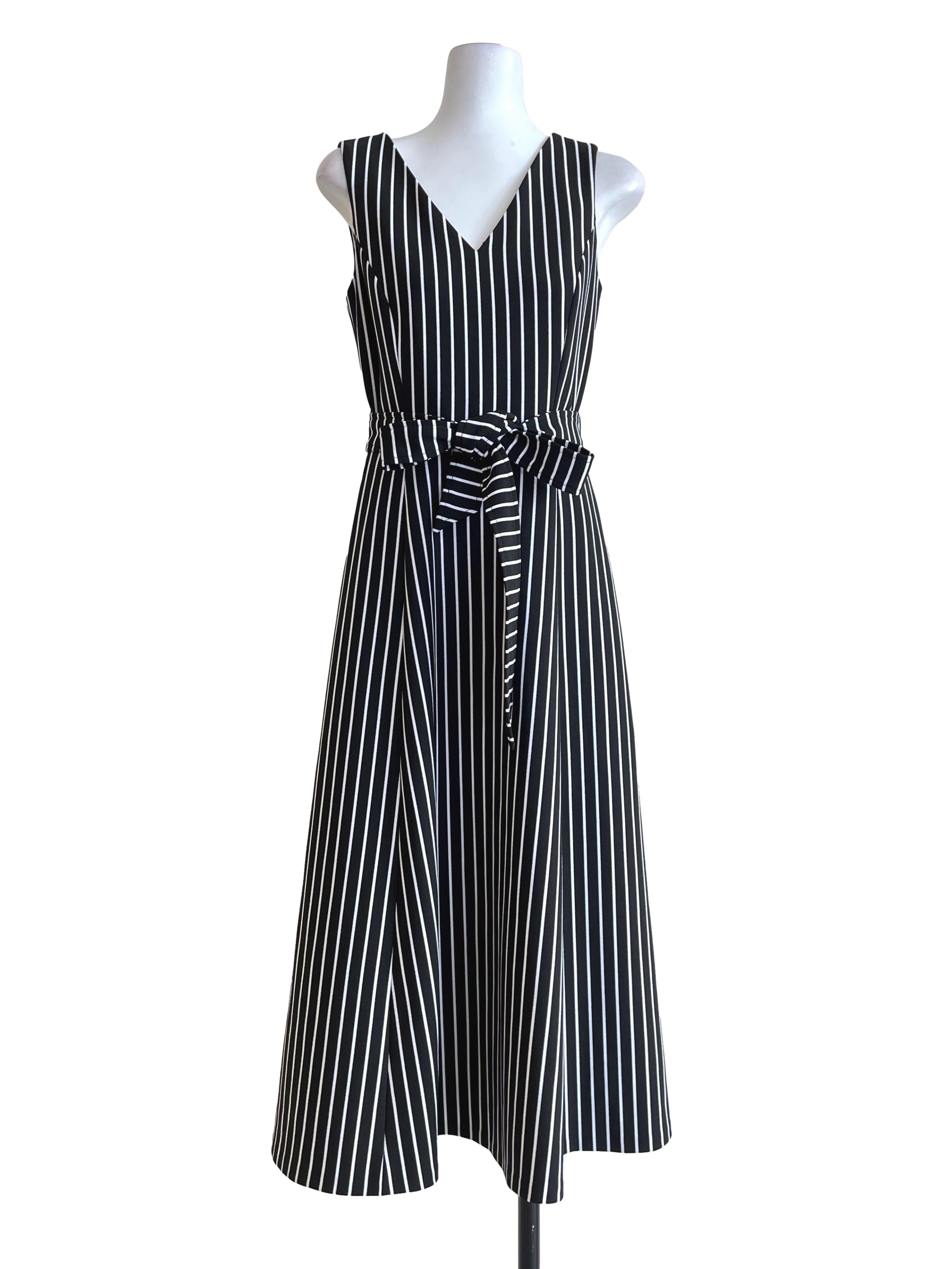 Jade Black Stripe V-Neck Maxi Dress