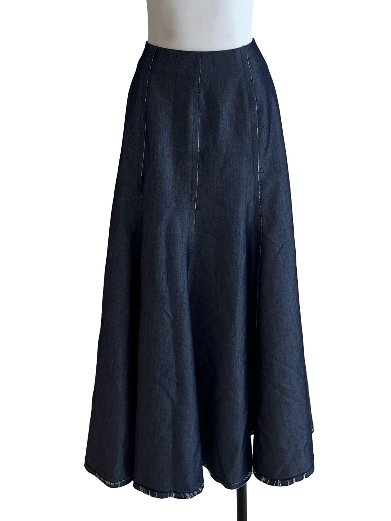 Navy Blue High Waisted A-Line Skirt