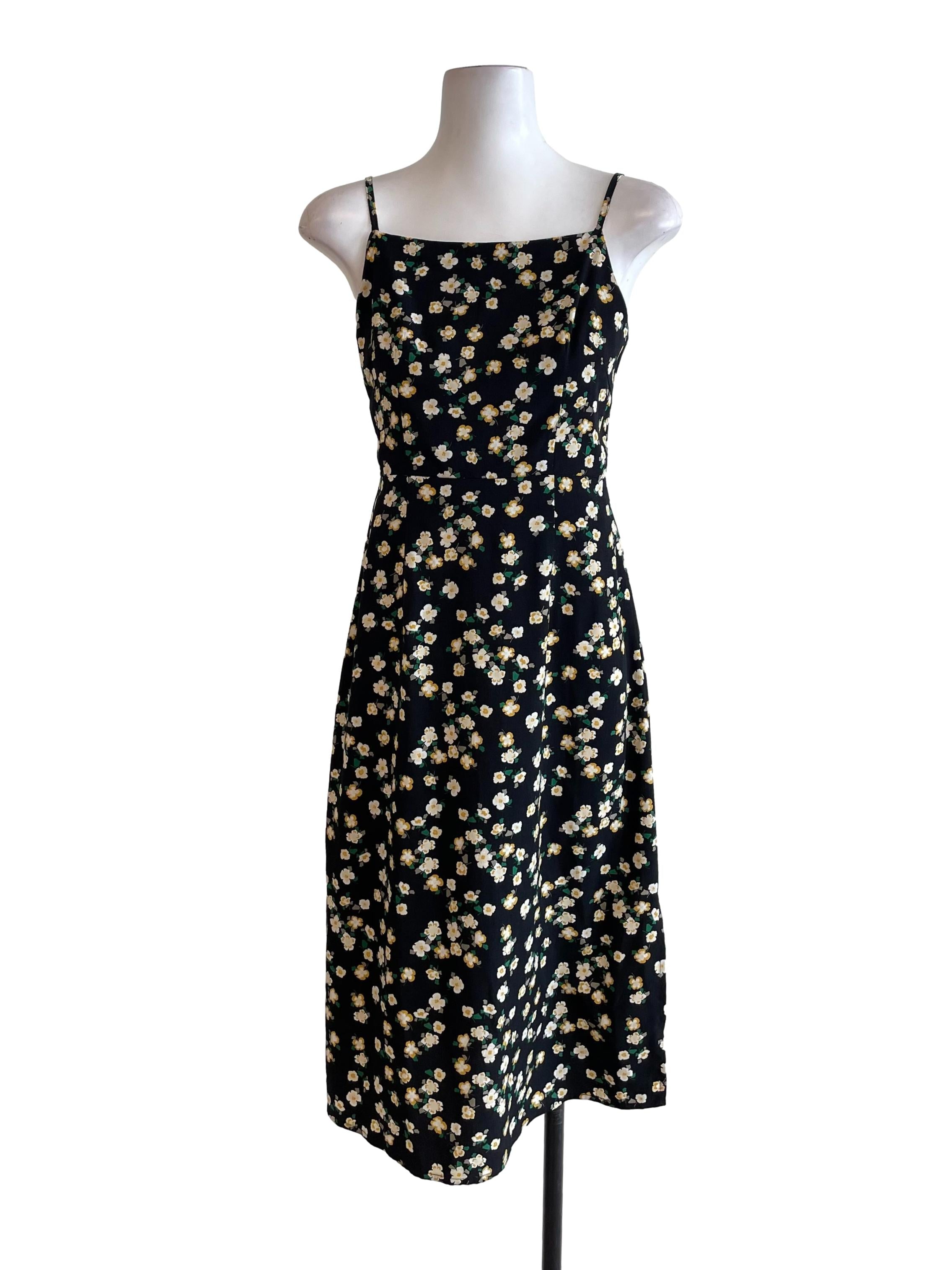 Black Floral Slip Dress