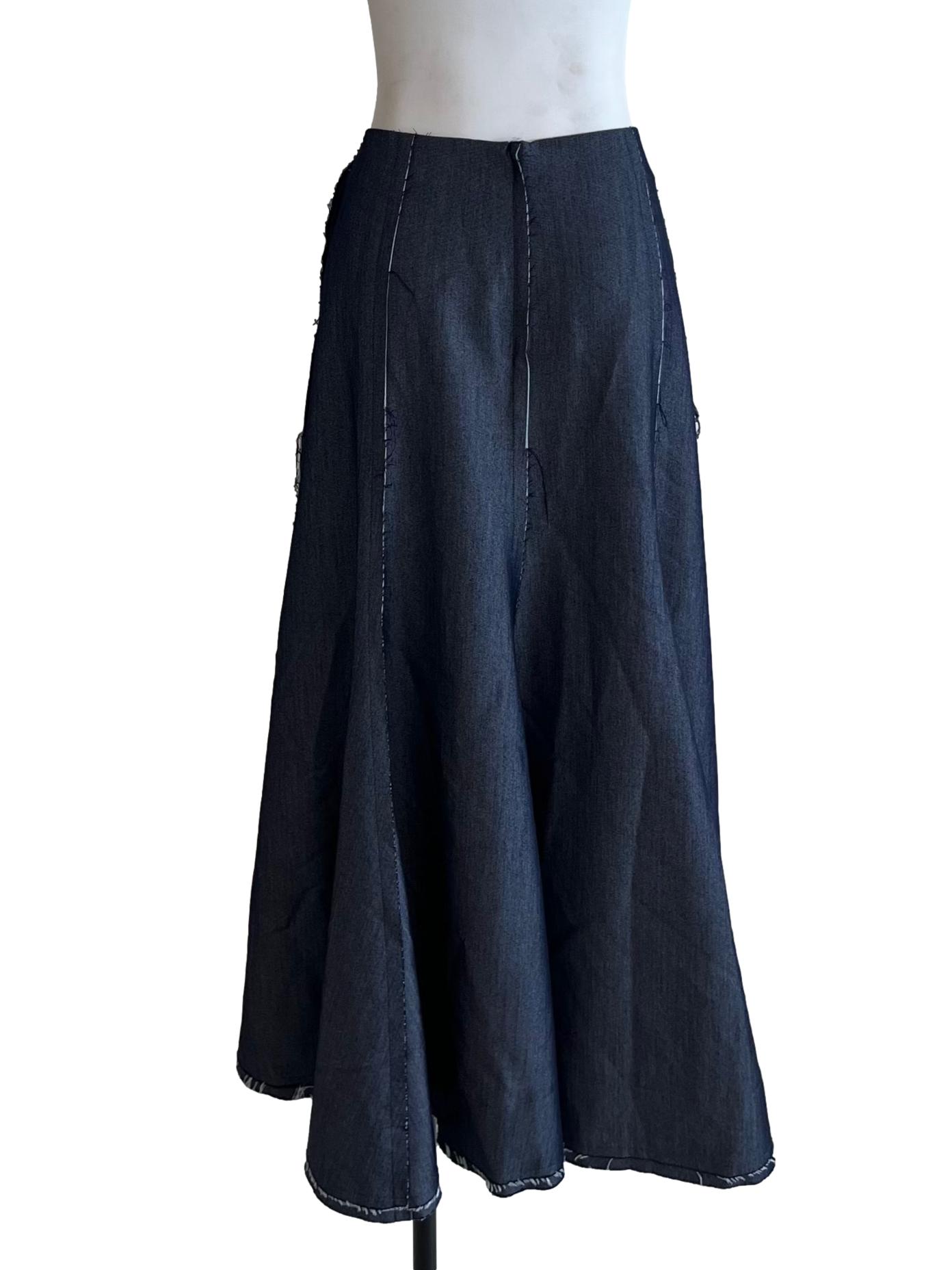 Navy Blue High Waisted A-Line Skirt