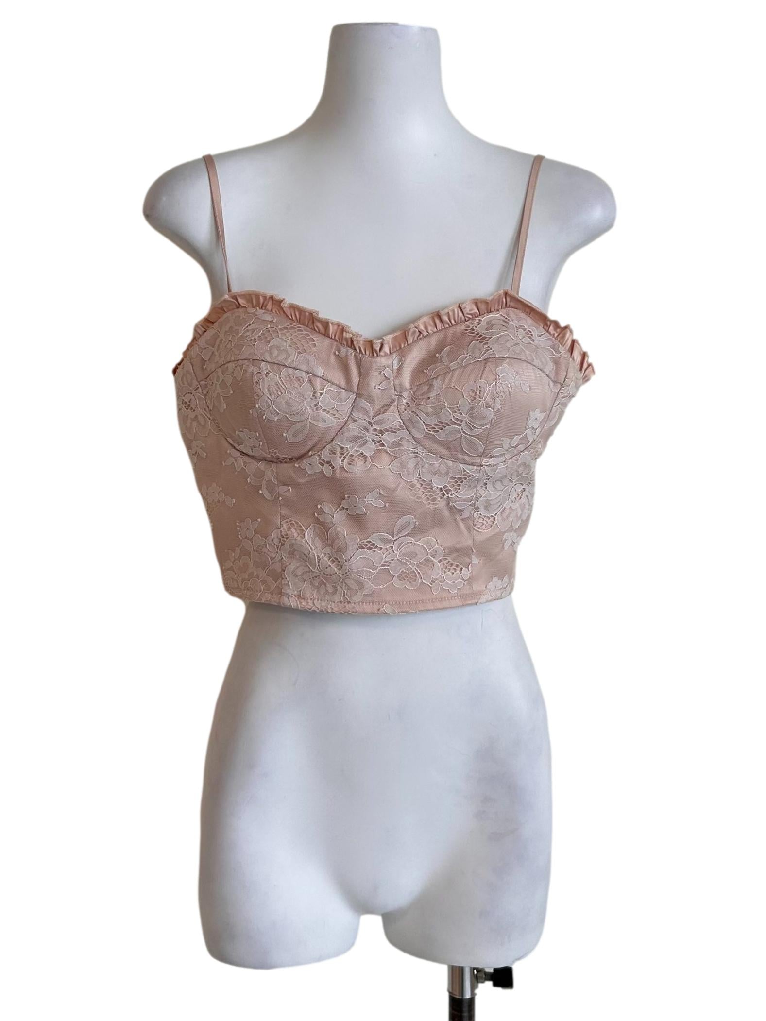 Lace Pink Strappy Bustier Top